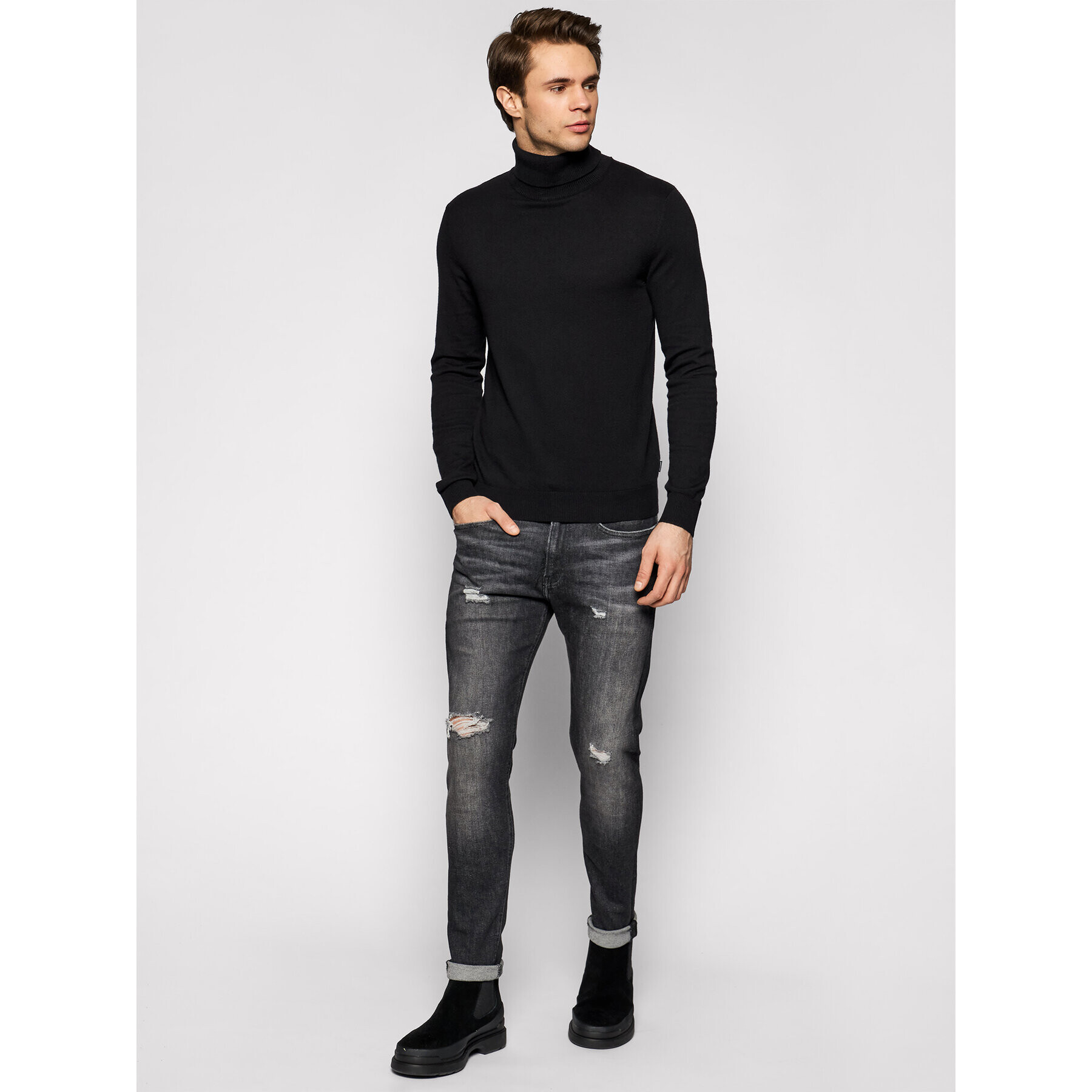 Jack&Jones Поло Emil Knit Roll Neck 12157417 Черен Regular Fit - Pepit.bg