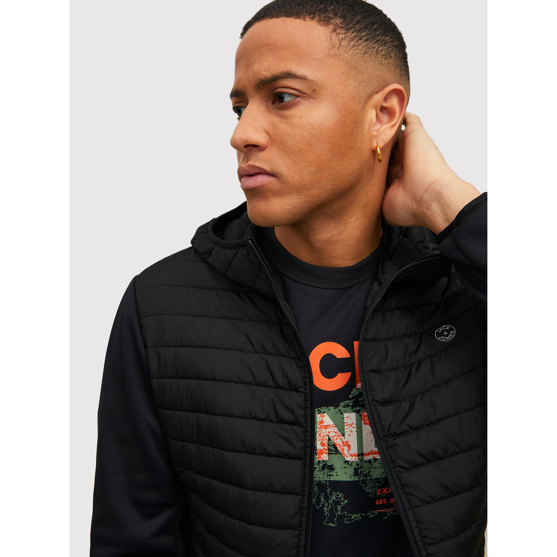 Jack&Jones Преходно яке Multi Quilted 12182242 Черен Regular Fit - Pepit.bg