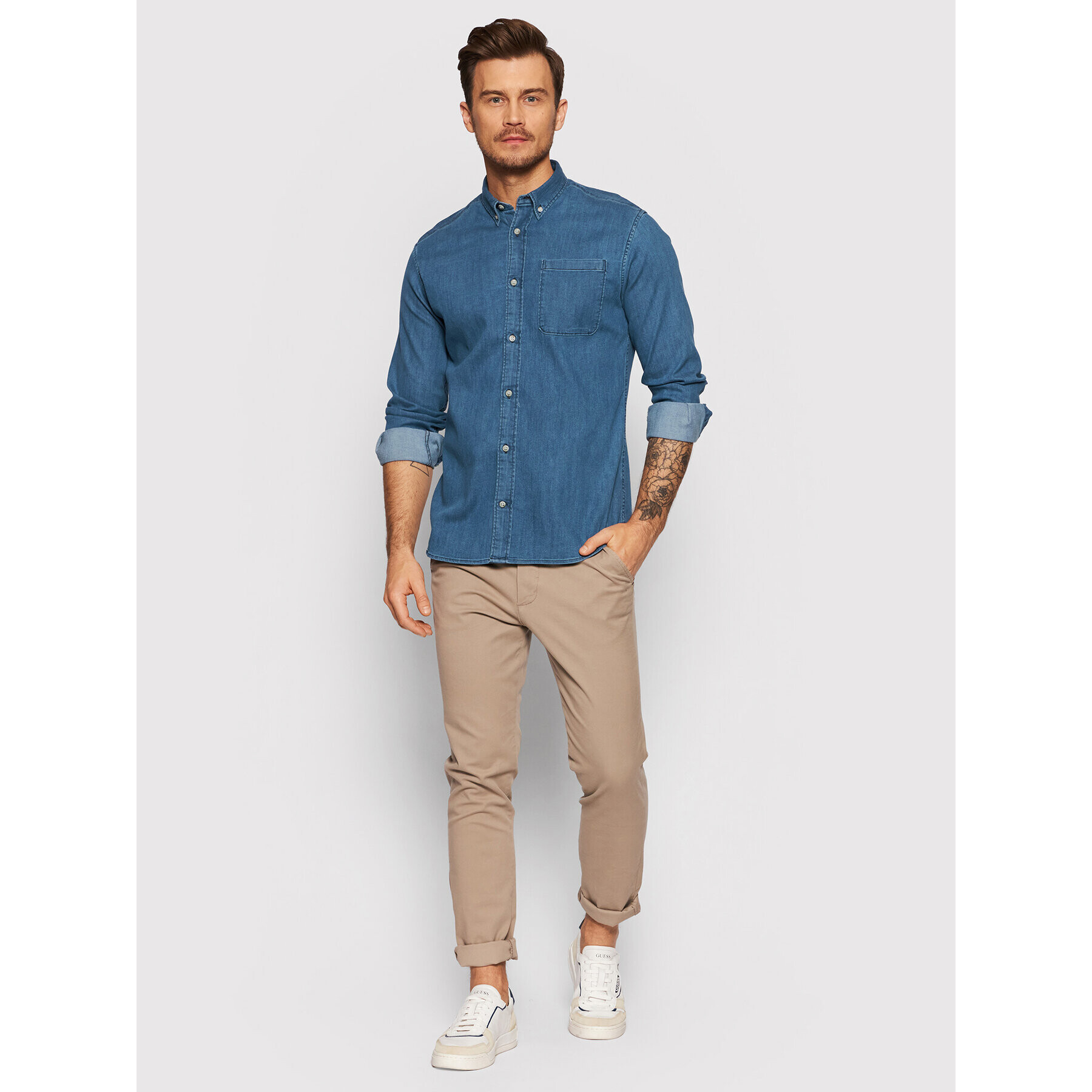 Jack&Jones PREMIUM дънкова риза Perfect 12195835 Син Slim Fit - Pepit.bg