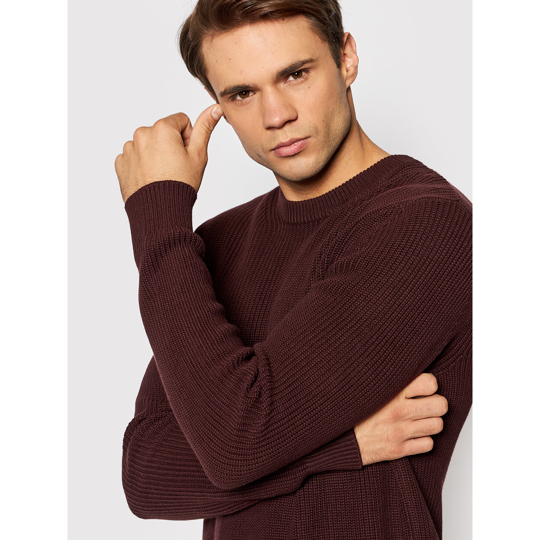 Jack&Jones PREMIUM Пуловер Blawell 12193093 Кафяв Regular Fit - Pepit.bg