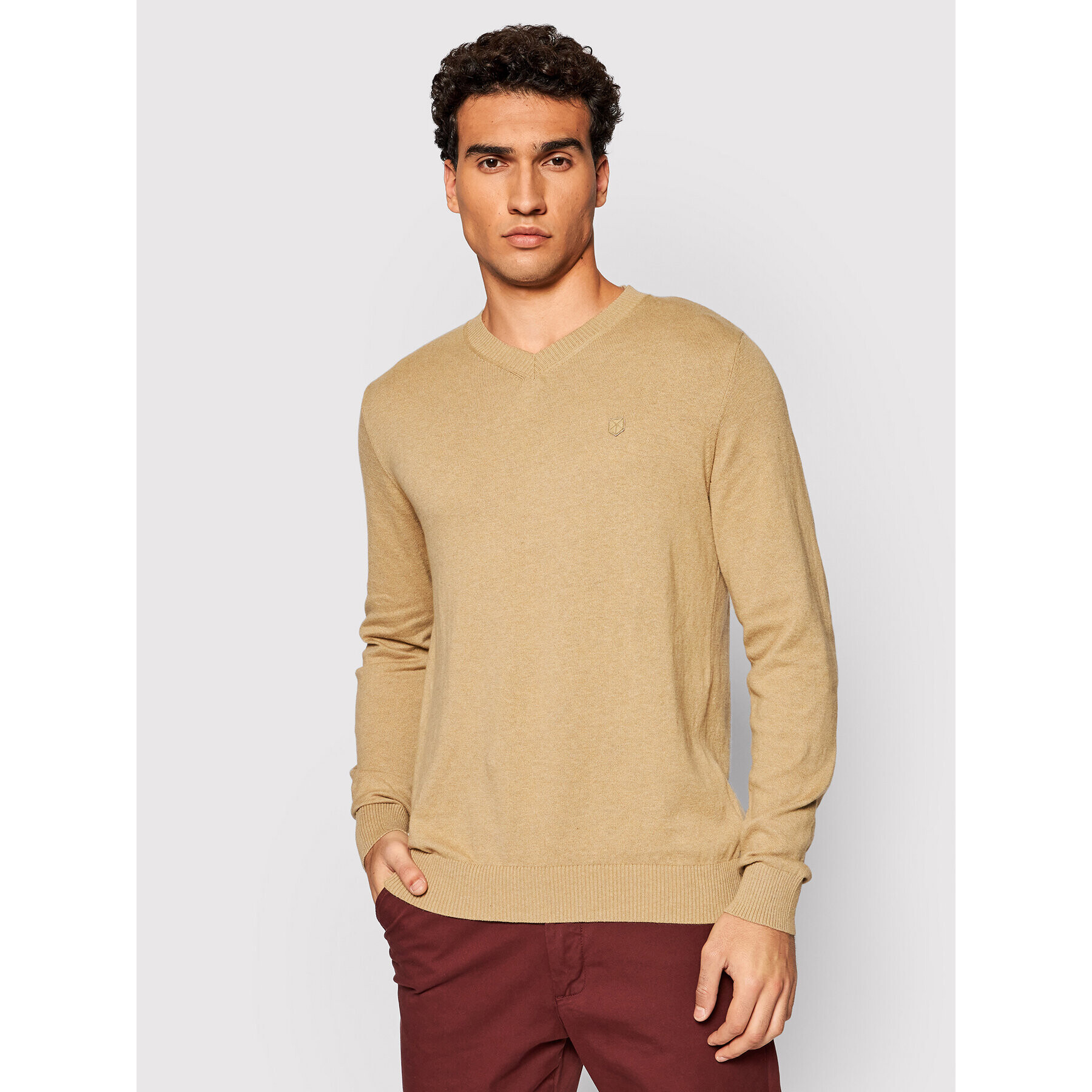 Jack&Jones PREMIUM Пуловер Bluray 12195588 Кафяв Regular Fit - Pepit.bg