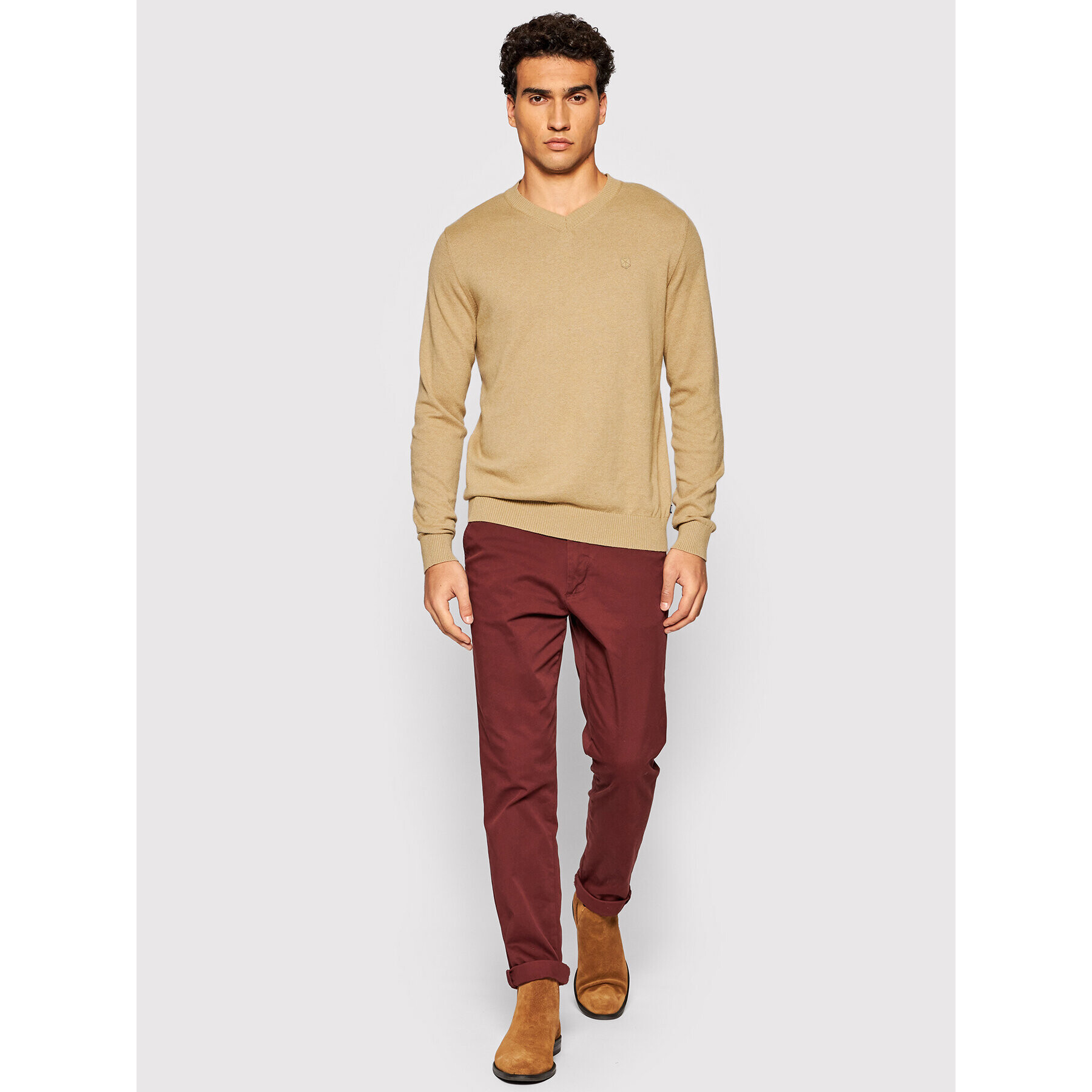 Jack&Jones PREMIUM Пуловер Bluray 12195588 Кафяв Regular Fit - Pepit.bg