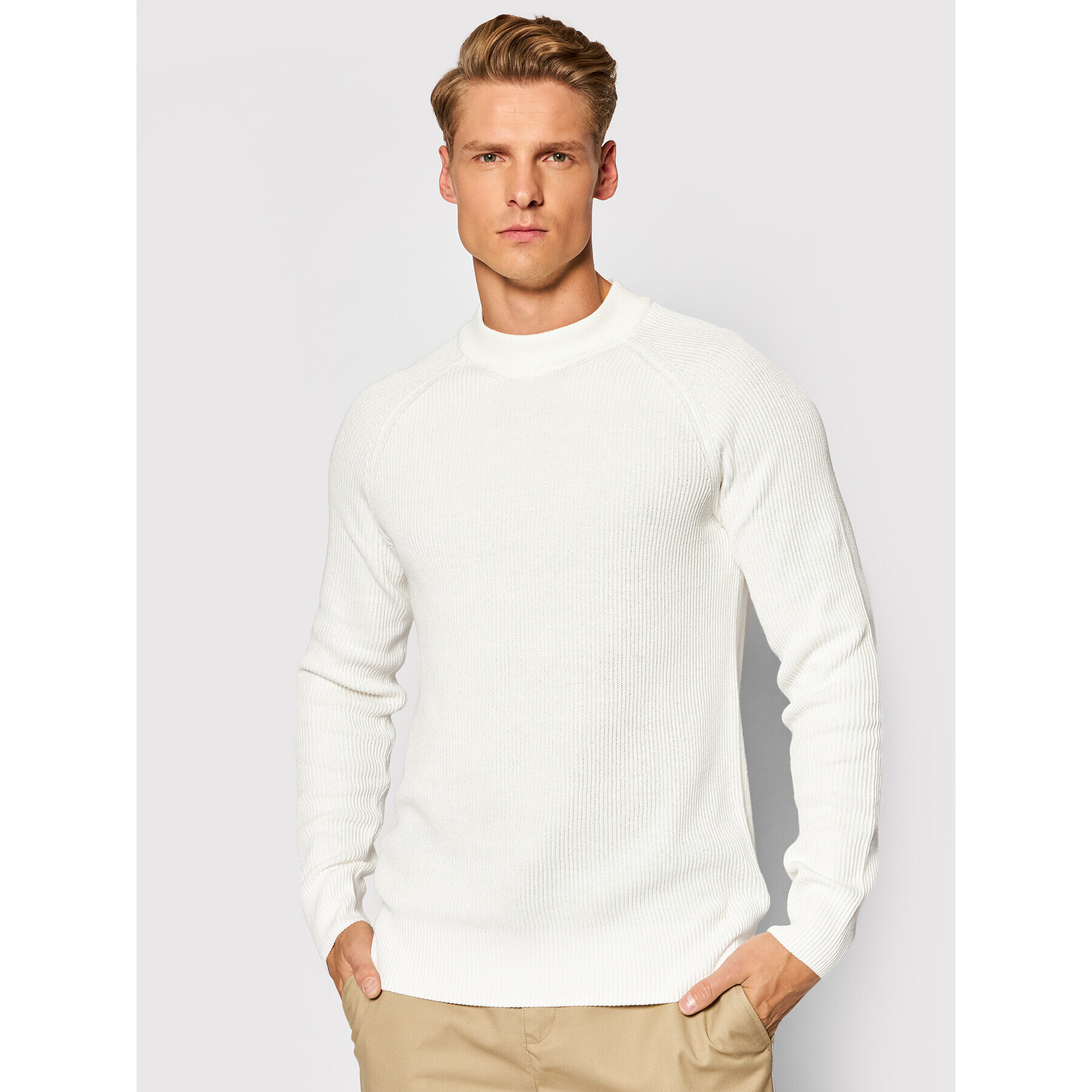 Jack&Jones Пуловер Perfect 12193517 Бял Regular Fit - Pepit.bg