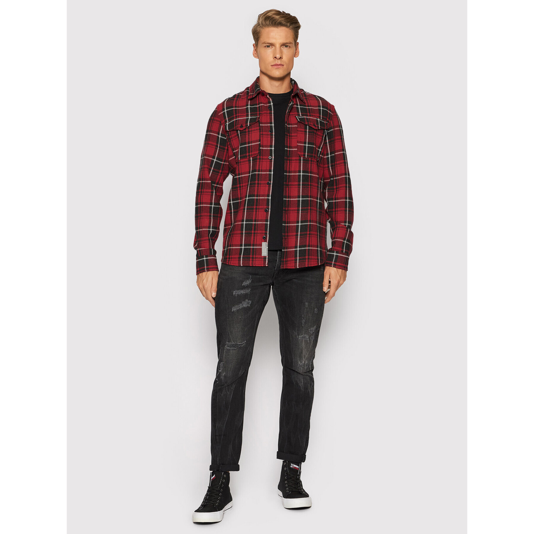 Jack&Jones PREMIUM Риза Bluwoodland 12192117 Червен Relaxed Fit - Pepit.bg