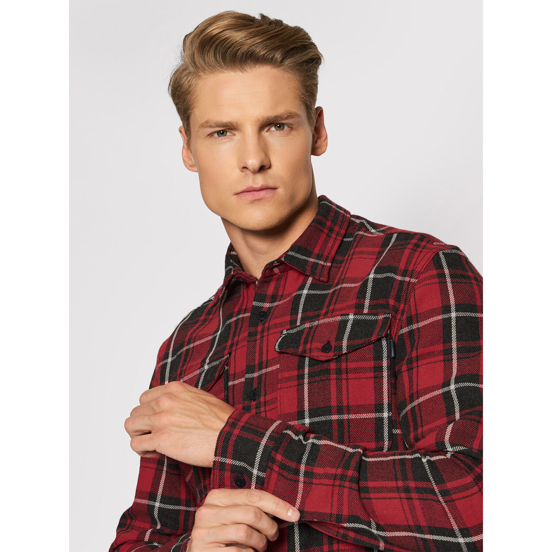 Jack&Jones PREMIUM Риза Bluwoodland 12192117 Червен Relaxed Fit - Pepit.bg