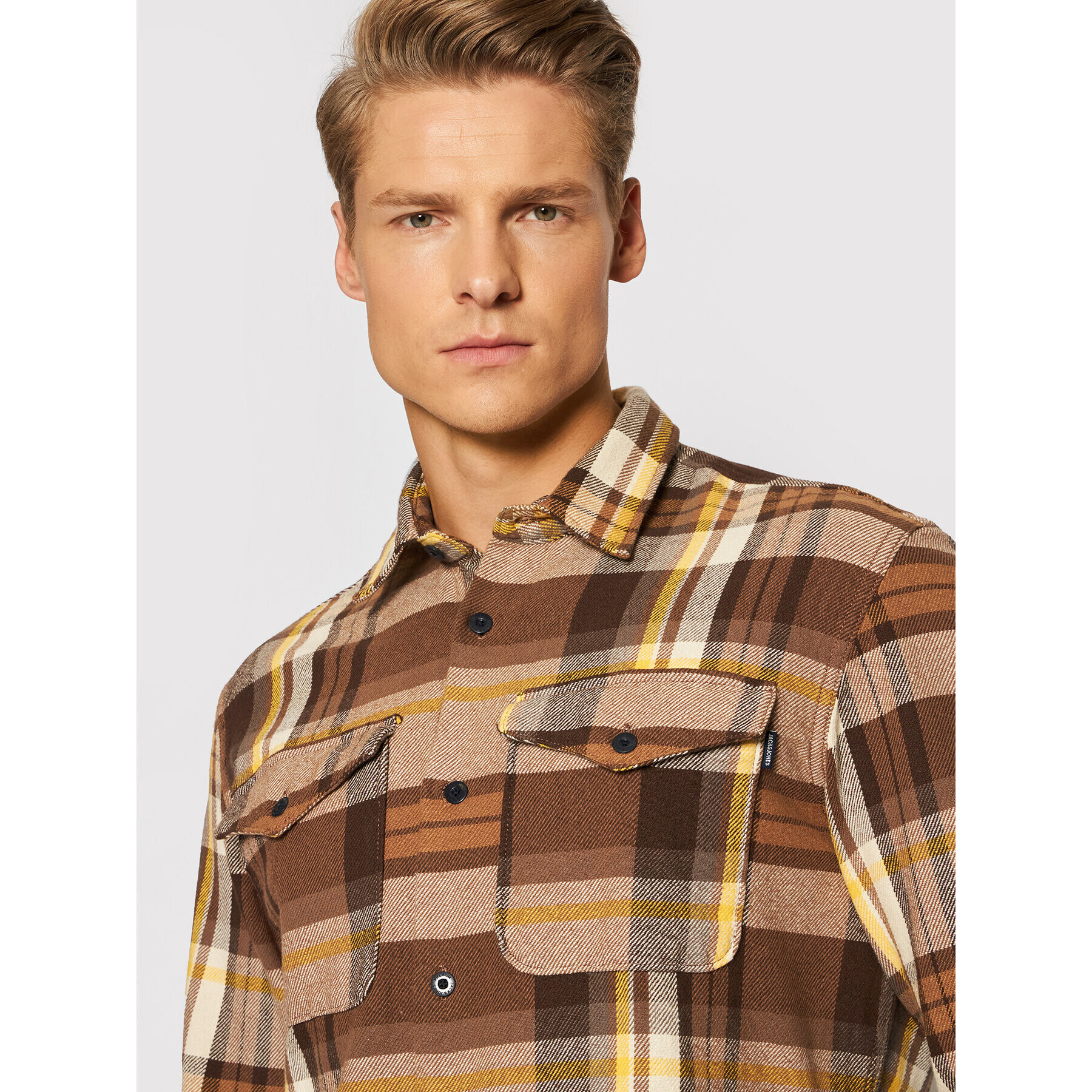 Jack&Jones PREMIUM Риза Bluwoodland 12192117 Кафяв Relaxed Fit - Pepit.bg