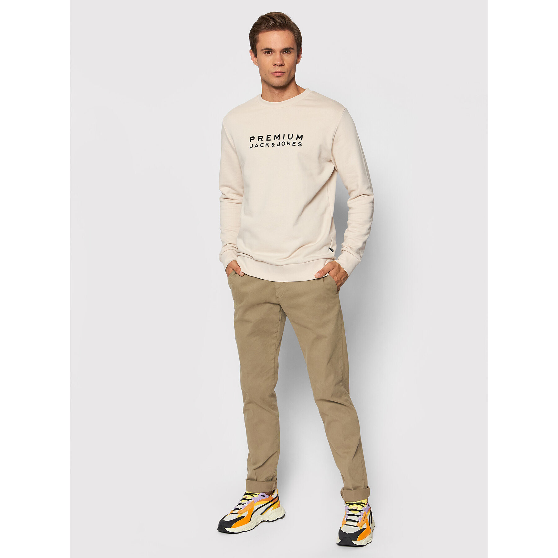 Jack&Jones PREMIUM Суитшърт Blalogo 12195086 Бежов Regular Fit - Pepit.bg