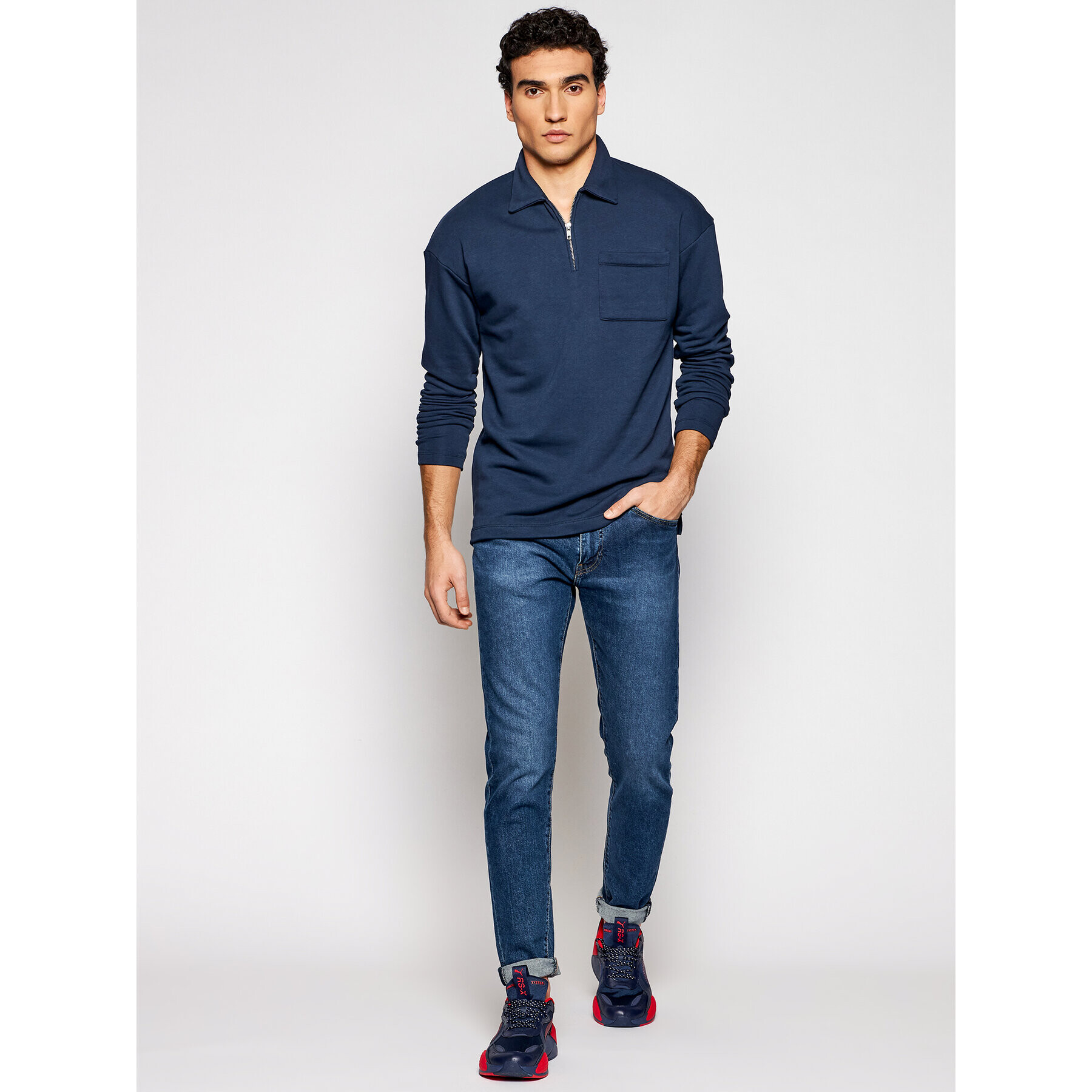 Jack&Jones PREMIUM Суитшърт Blazio 12190521 Тъмносин Relaxed Fit - Pepit.bg