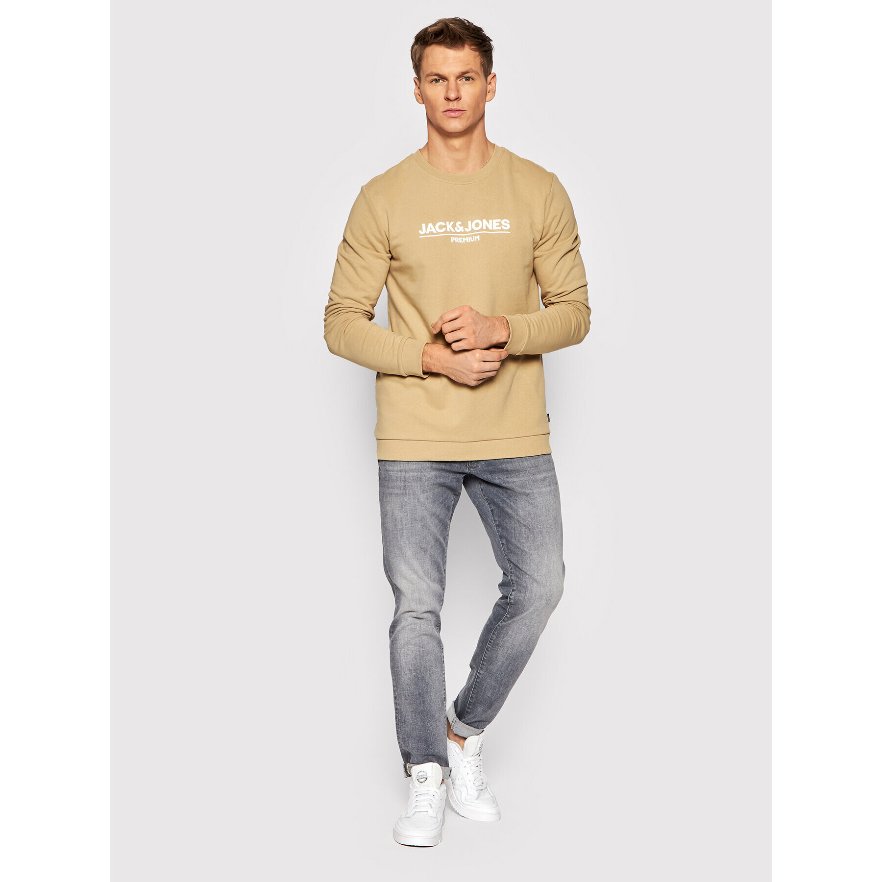 Jack&Jones PREMIUM Суитшърт Branding 12205732 Бежов Regular Fit - Pepit.bg