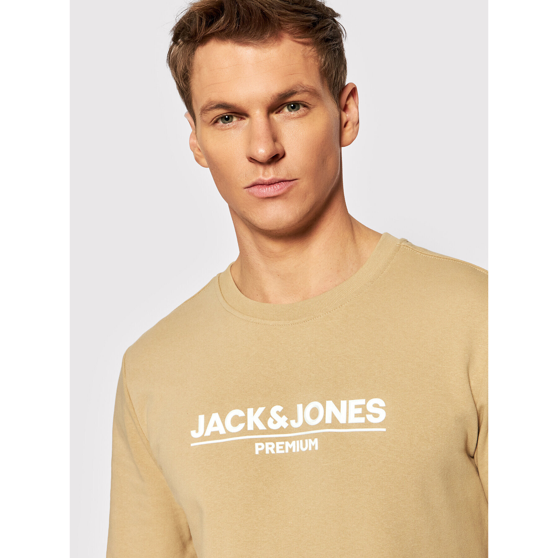 Jack&Jones PREMIUM Суитшърт Branding 12205732 Бежов Regular Fit - Pepit.bg