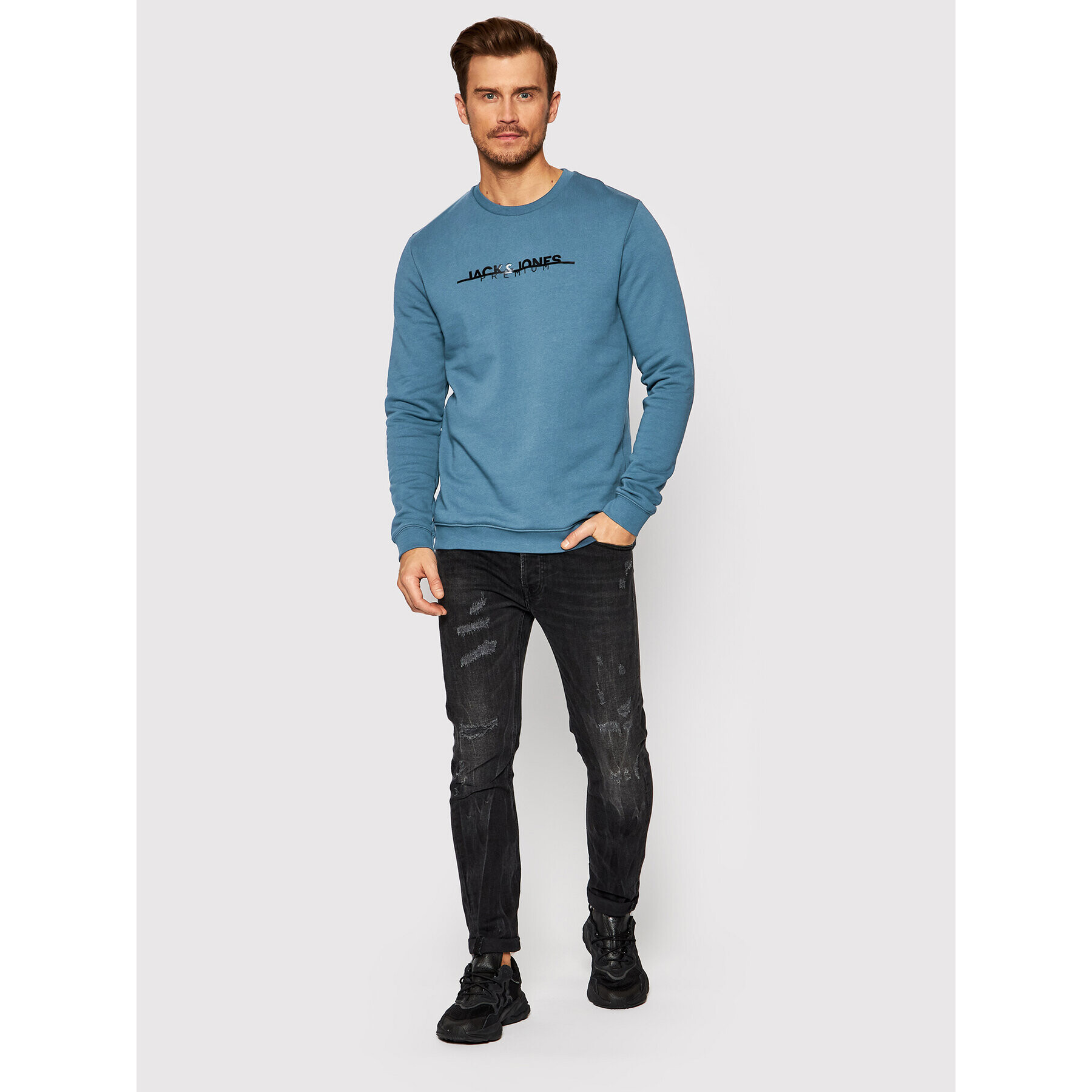 Jack&Jones PREMIUM Суитшърт Graphic Logo 12197602 Син Regular Fit - Pepit.bg