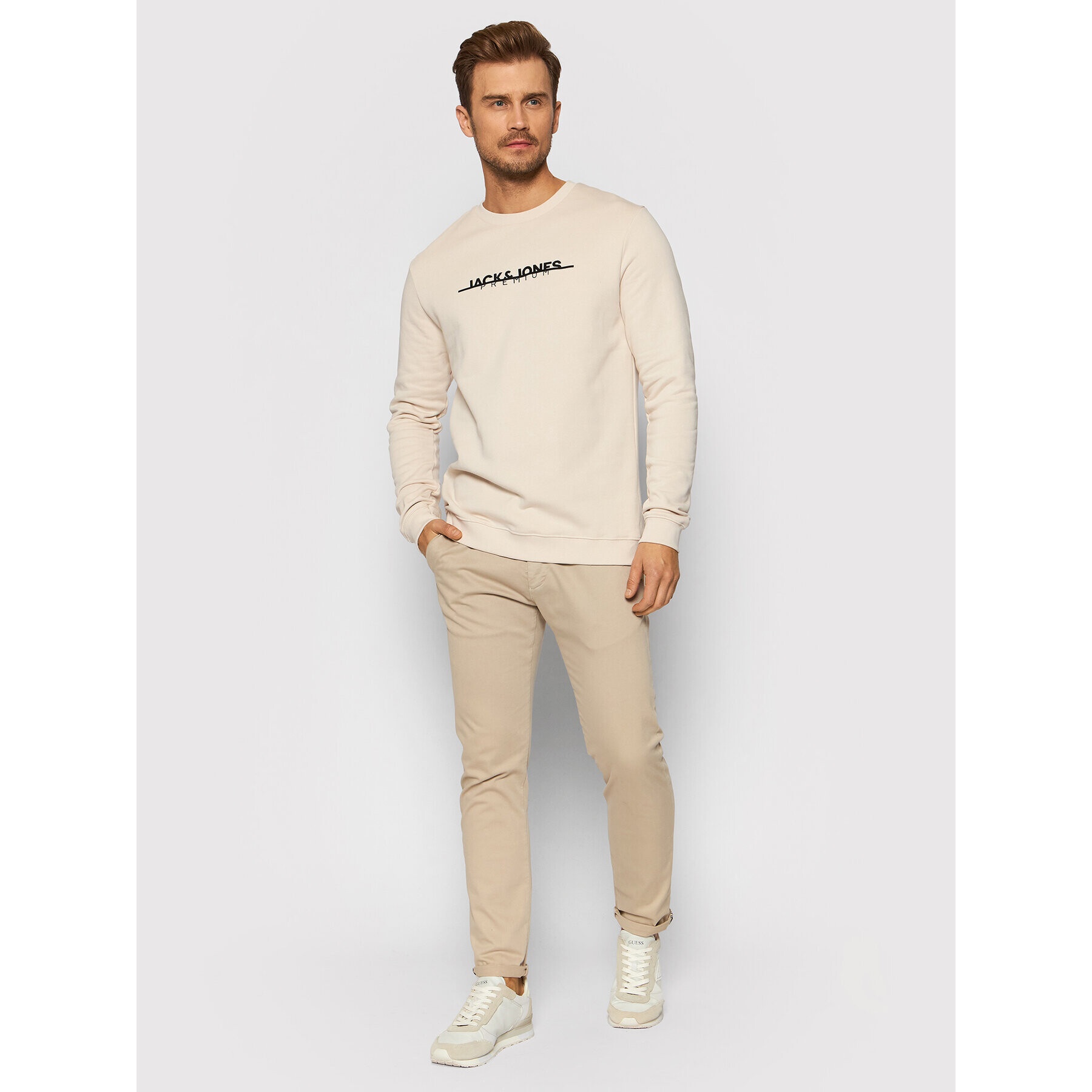 Jack&Jones PREMIUM Суитшърт Logo 12197602 Бежов Regular Fit - Pepit.bg