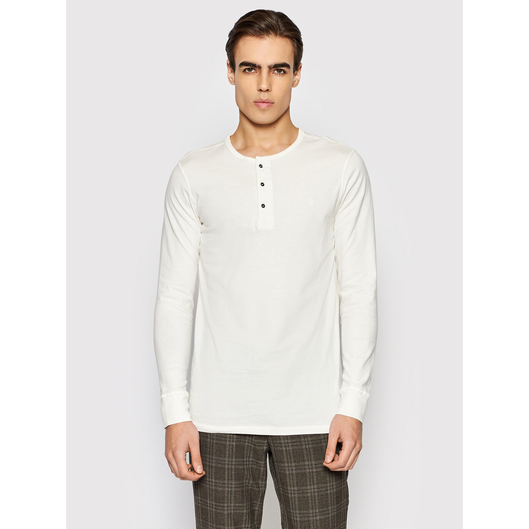 Jack&Jones PREMIUM Тениска с дълъг ръкав Bluliam 12193953 Бял Regular Fit - Pepit.bg