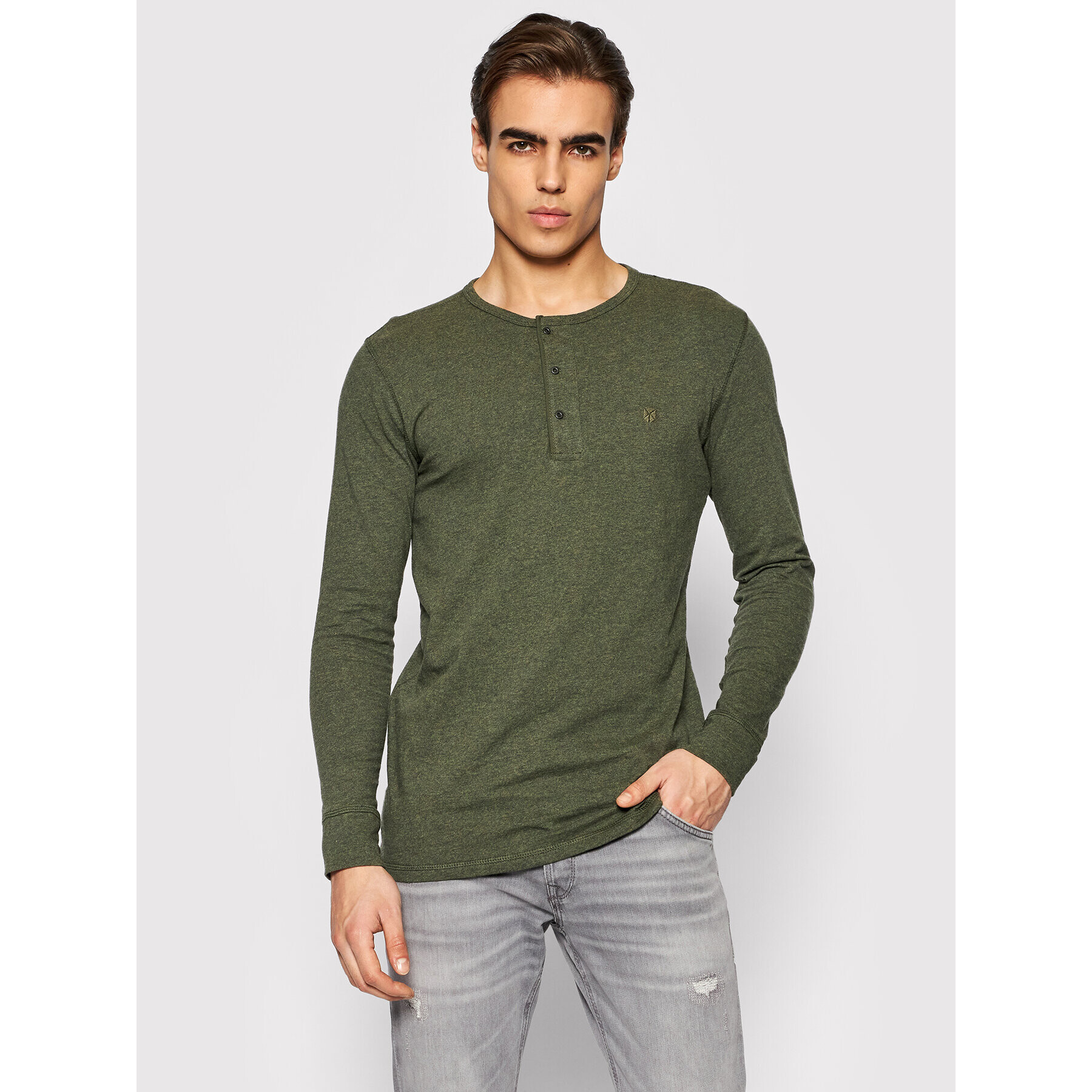 Jack&Jones PREMIUM Тениска с дълъг ръкав Bluliam 12193953 Зелен Regular Fit - Pepit.bg