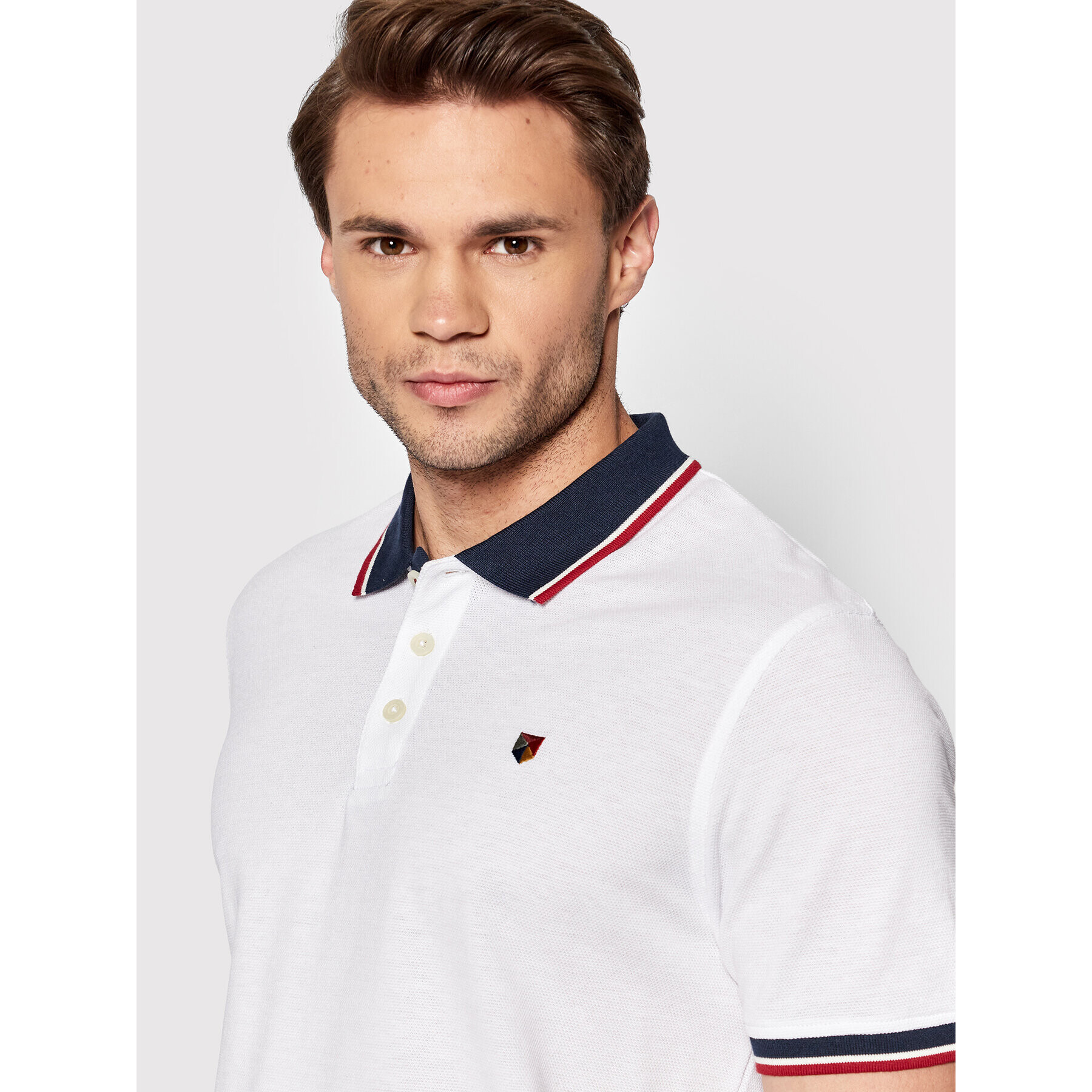 Jack&Jones PREMIUM Тениска с яка и копчета Bluwin 12169064 Бял Regular Fit - Pepit.bg