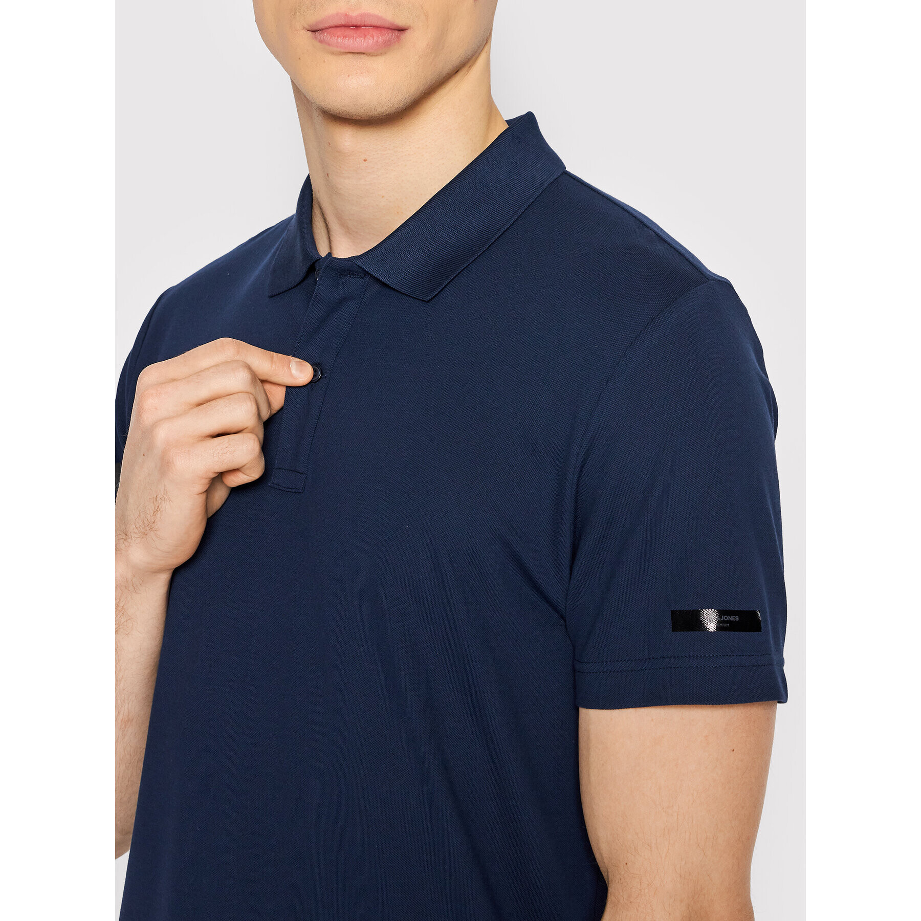 Jack&Jones PREMIUM Тениска с яка и копчета Commute 12204842 Тъмносин Regular Fit - Pepit.bg