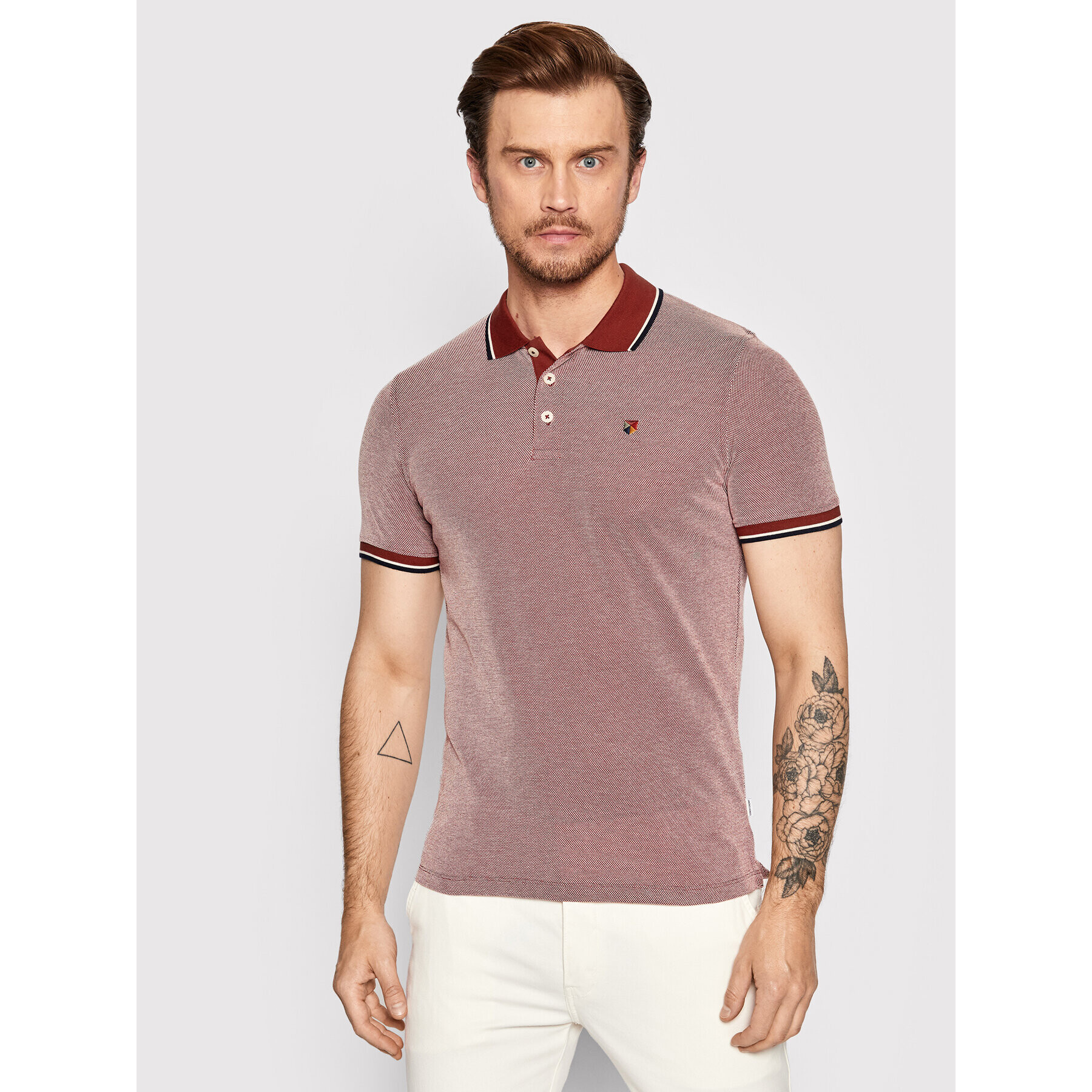 Jack&Jones PREMIUM Тениска с яка и копчета Bluwin 12169064 Червен Regular Fit - Pepit.bg