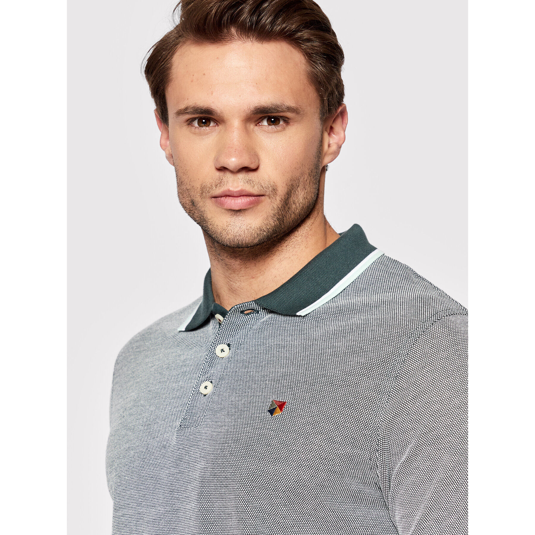 Jack&Jones PREMIUM Тениска с яка и копчета Win 12169064 Зелен Regular Fit - Pepit.bg