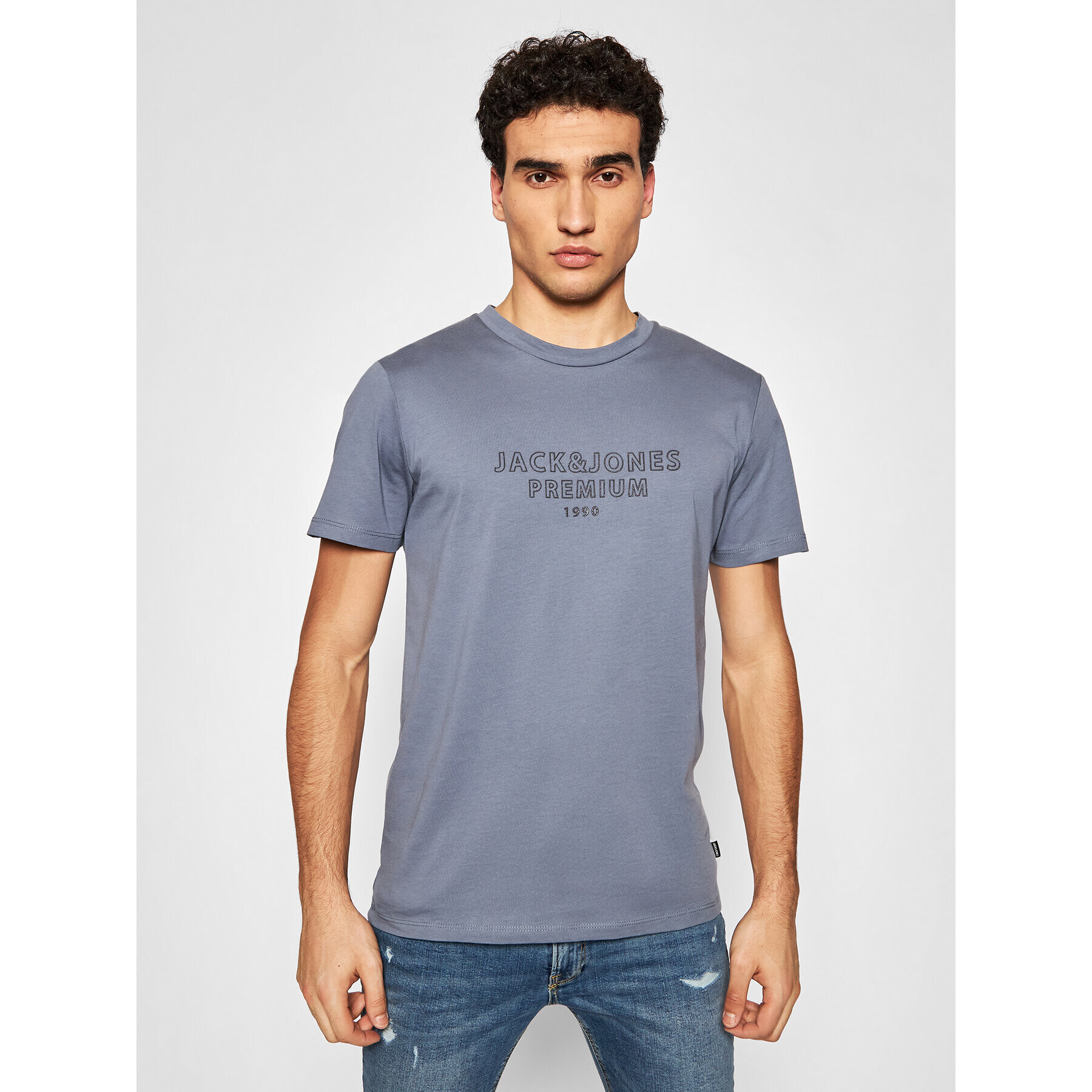 Jack&Jones PREMIUM Тишърт Blaedgar 12187986 Сив Regular Fit - Pepit.bg