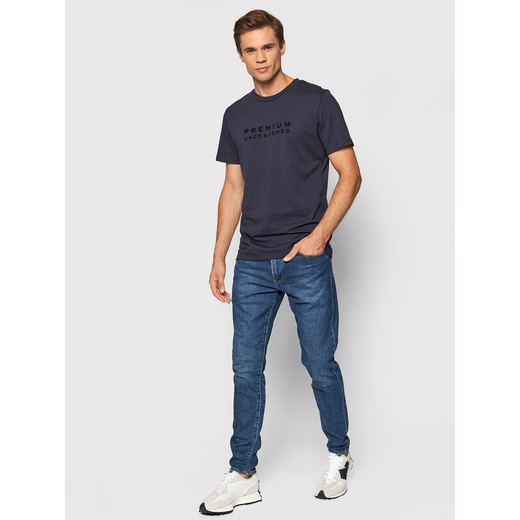 Jack&Jones PREMIUM Тишърт Blalogo 12195084 Тъмносин Regular Fit - Pepit.bg