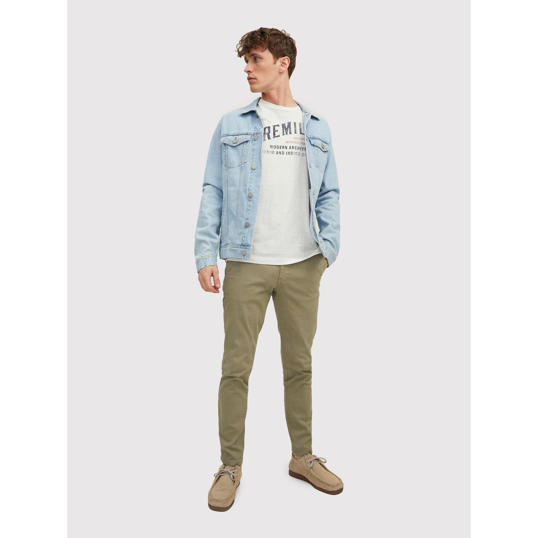 Jack&Jones PREMIUM Тишърт Carlyle 12211162 Бял Regular Fit - Pepit.bg