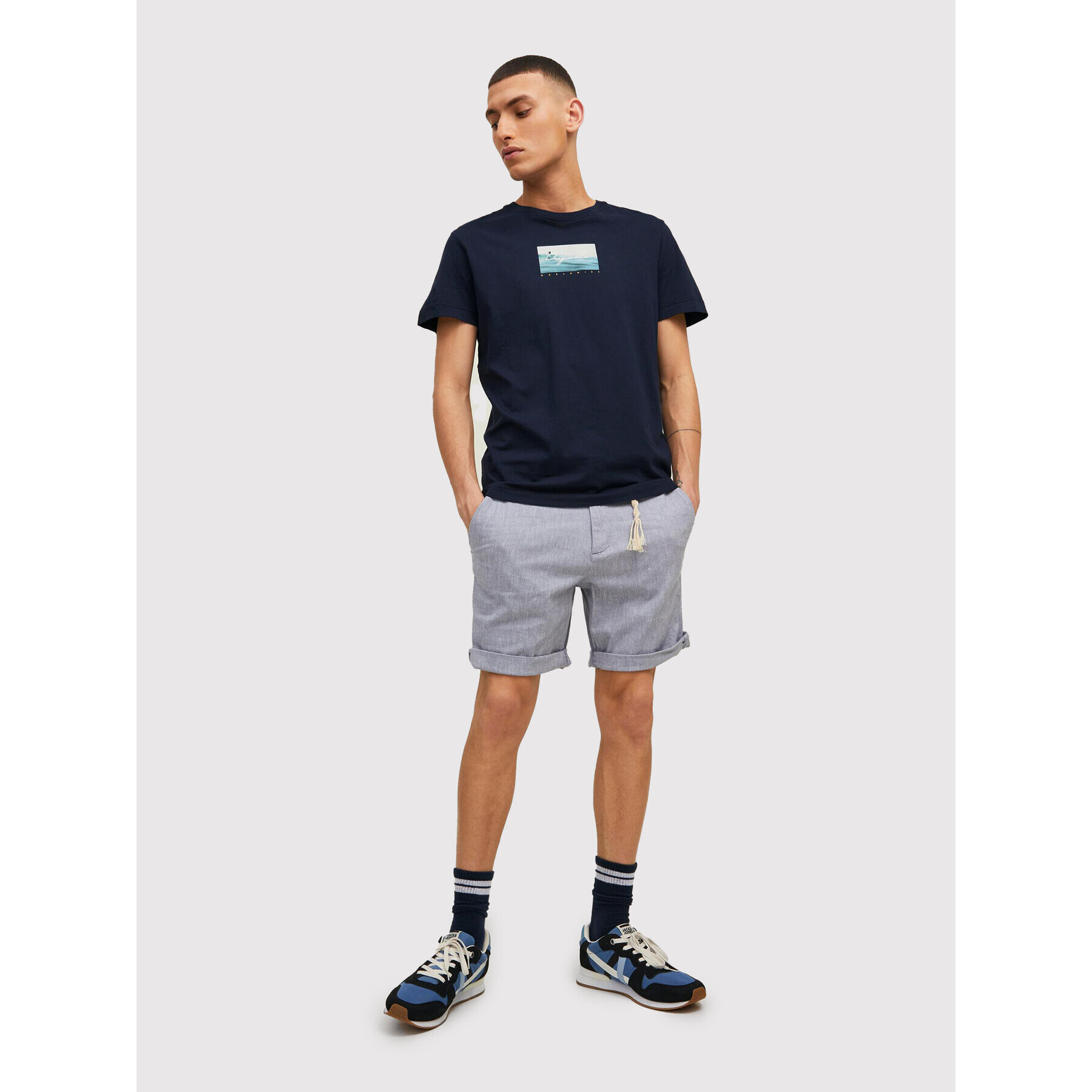 Jack&Jones PREMIUM Тишърт Maibu 12210124 Тъмносин Regular Fit - Pepit.bg