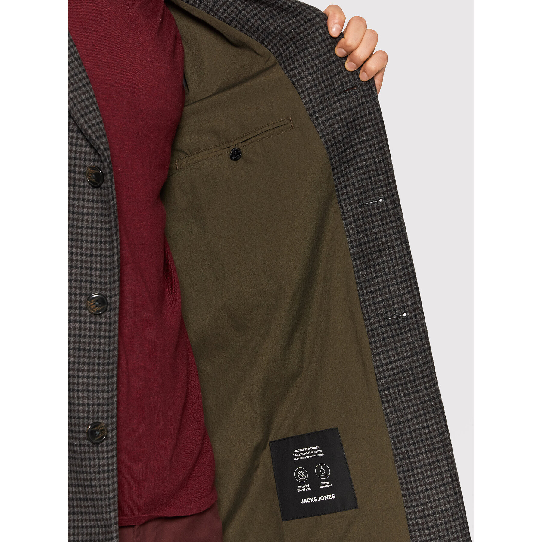 Jack&Jones PREMIUM Вълнено палто Blumoulder 12192043 Сив Relaxed Fit - Pepit.bg