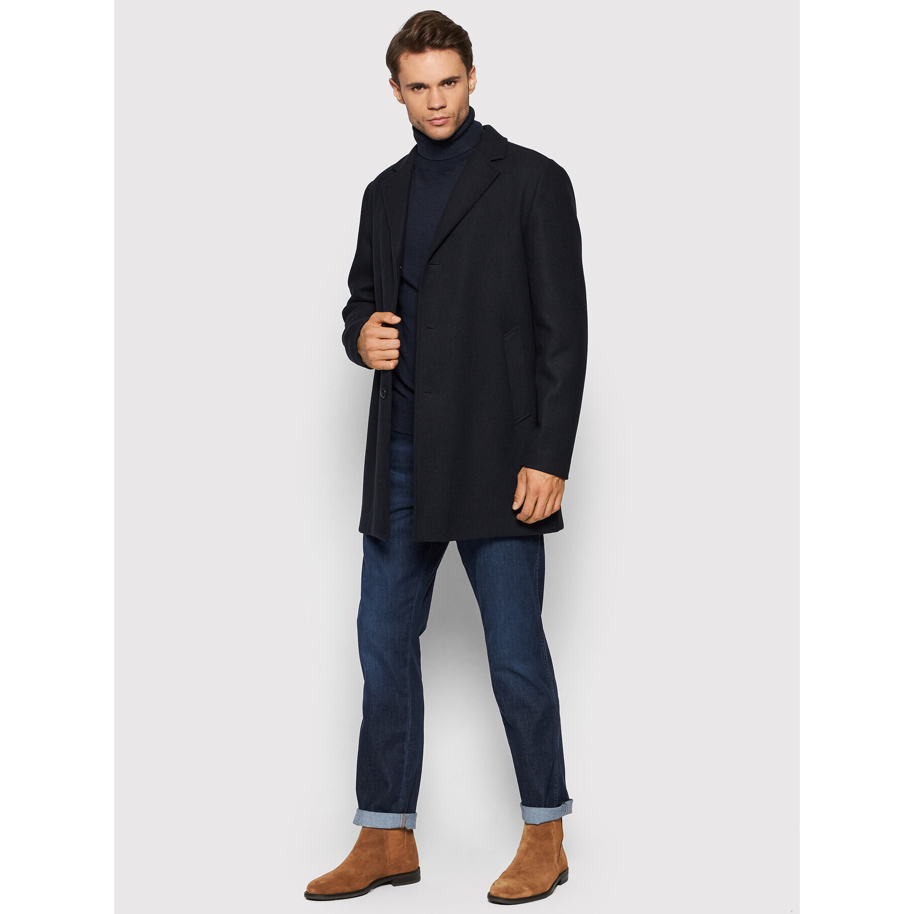 Jack&Jones PREMIUM Вълнено палто Blumoulder 12192043 Тъмносин Relaxed Fit - Pepit.bg