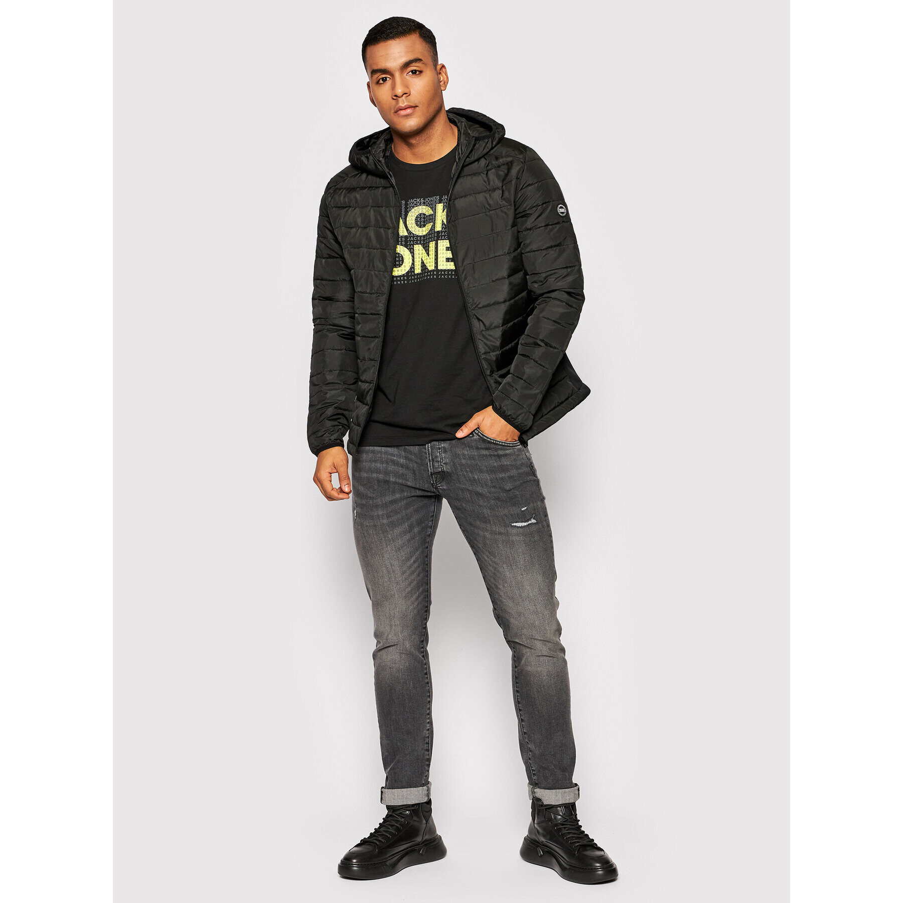 Jack&Jones Пухено яке Ace Spring 12200419 Черен Regular Fit - Pepit.bg