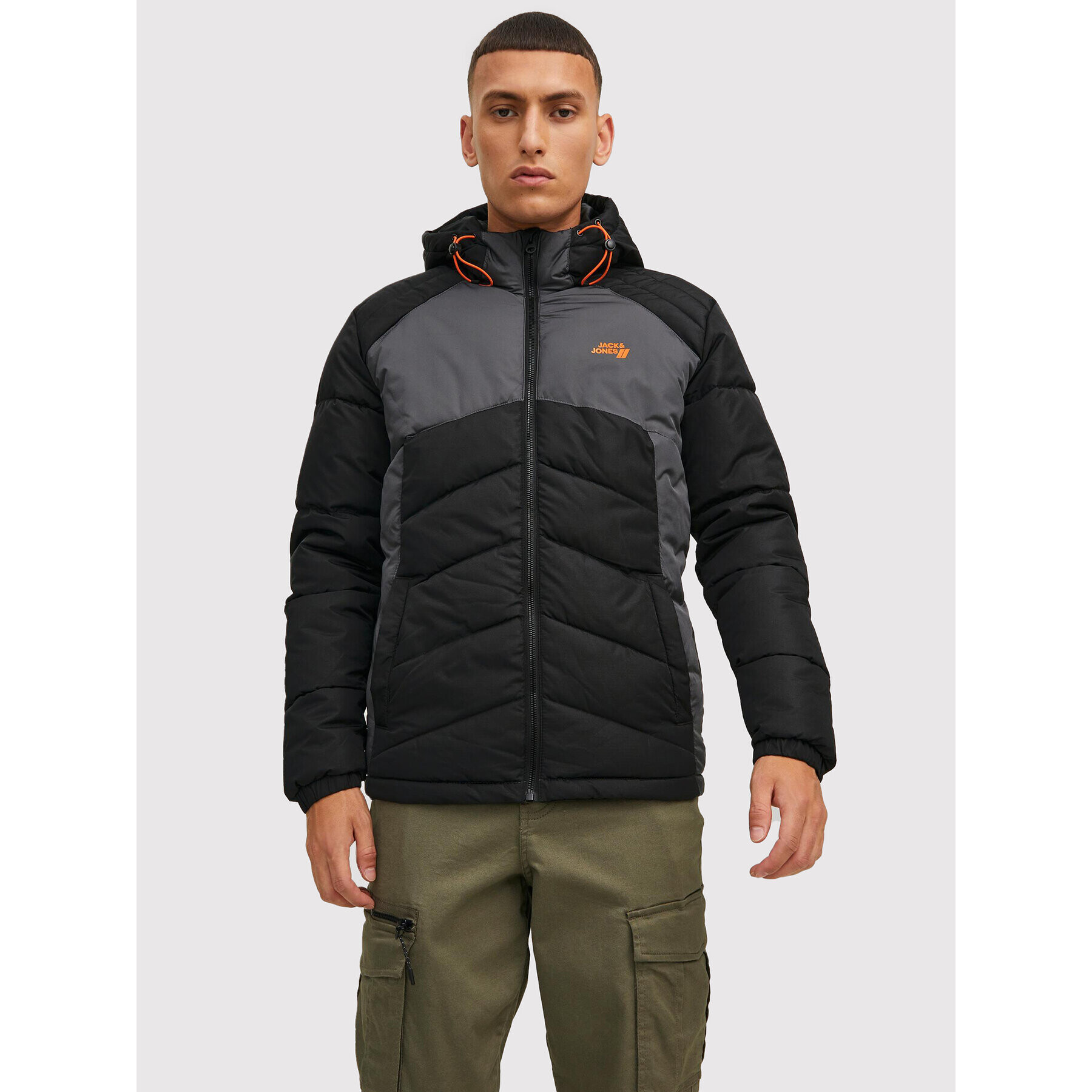 Jack&Jones Пухено яке Block 12215950 Сив Regular Fit - Pepit.bg