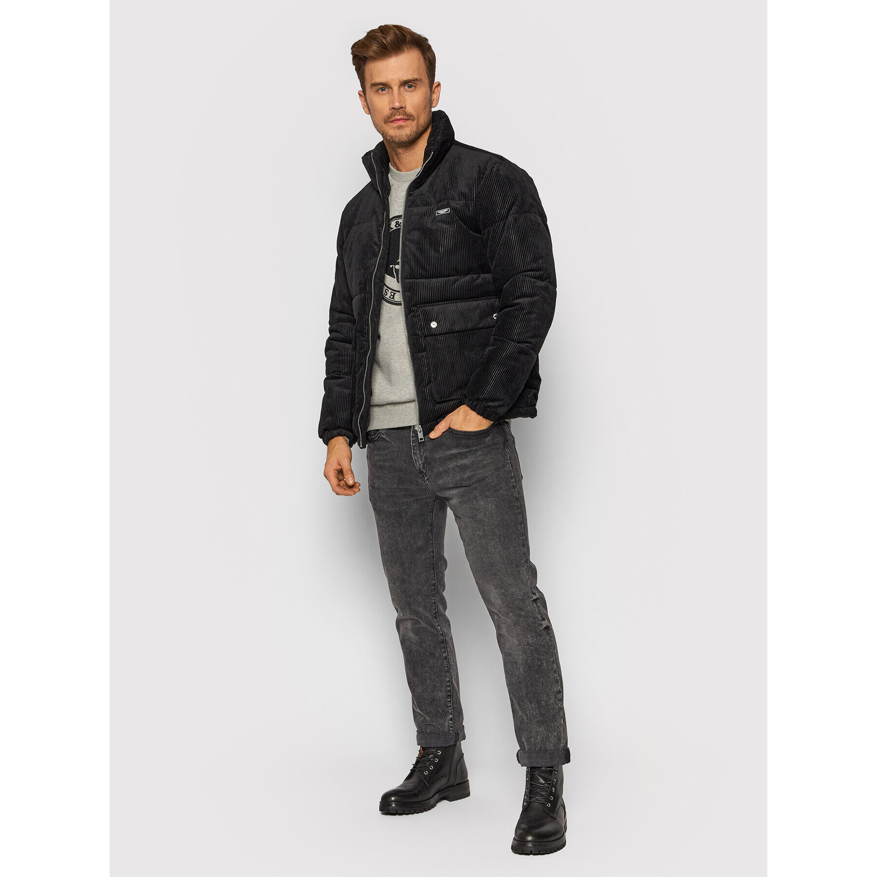 Jack&Jones Пухено яке Caden 12198180 Черен Regular Fit - Pepit.bg