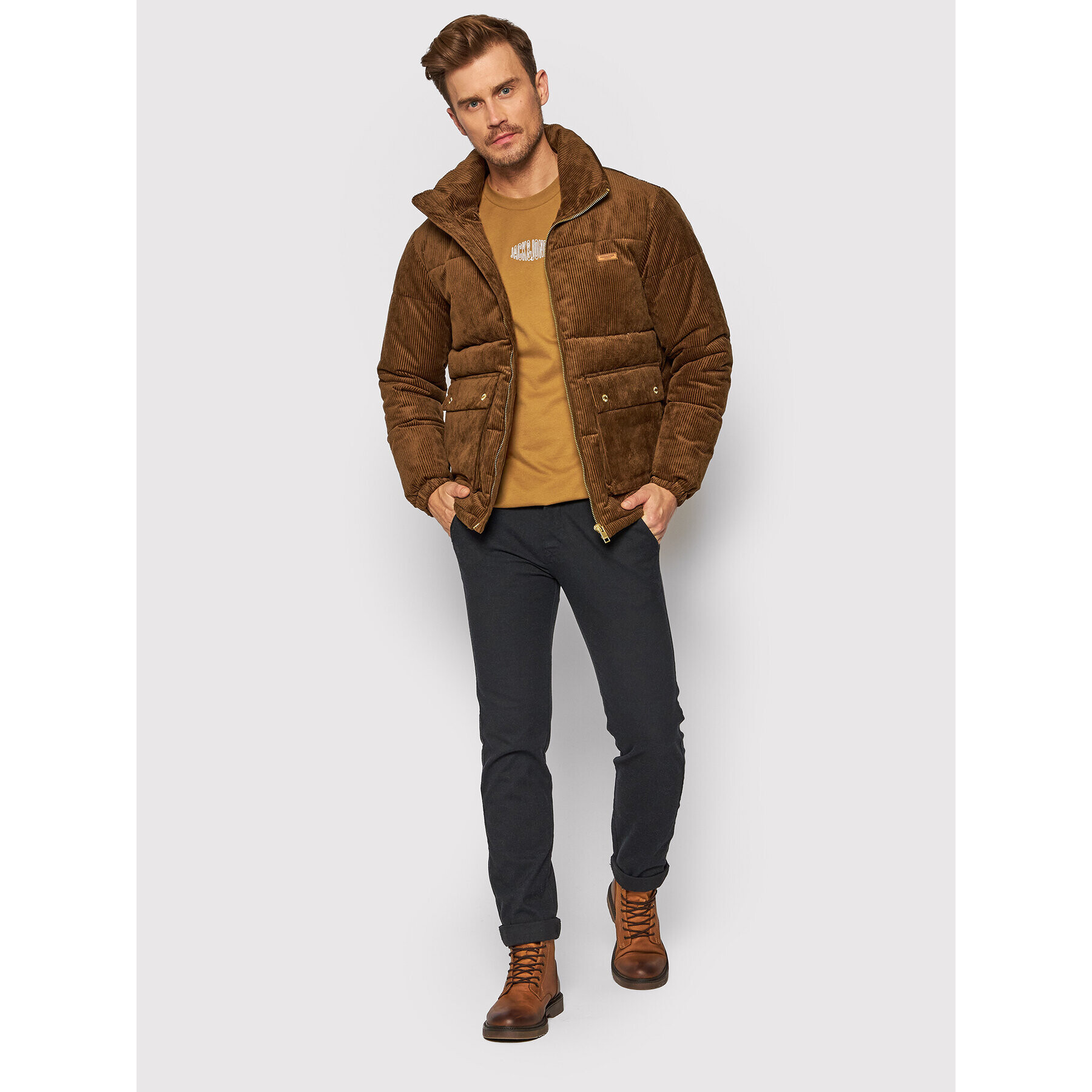 Jack&Jones Пухено яке Caden 12198180 Кафяв Regular Fit - Pepit.bg