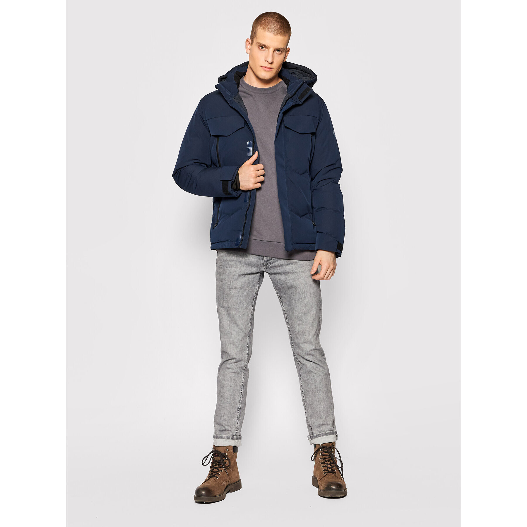 Jack&Jones Пухено яке Conrad 12193193 Тъмносин Regular Fit - Pepit.bg