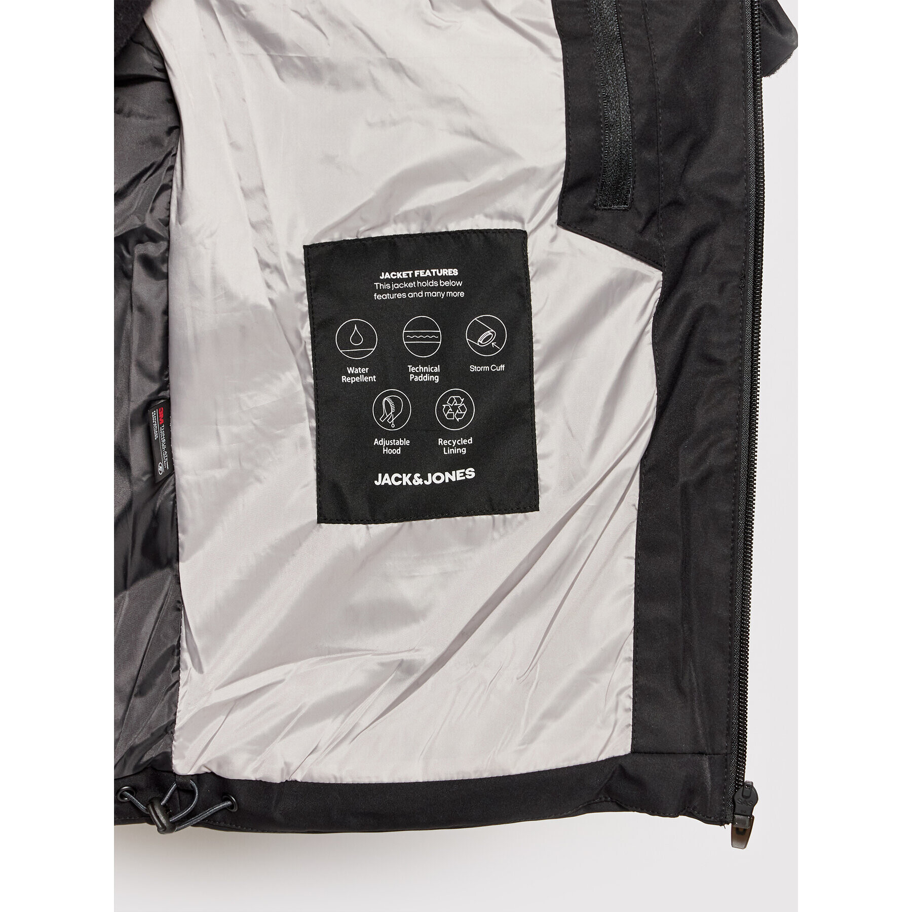 Jack&Jones Пухено яке Darwin 12193195 Черен Regular Fit - Pepit.bg