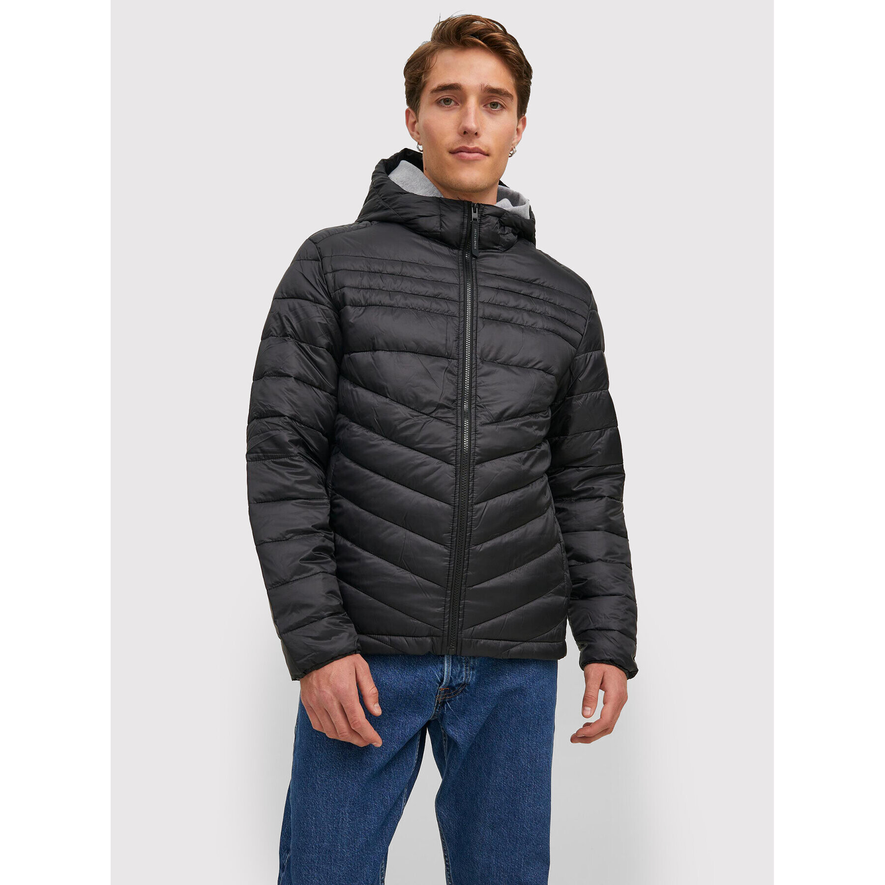 Jack&Jones Пухено яке Hero 12211785 Черен Regular Fit - Pepit.bg