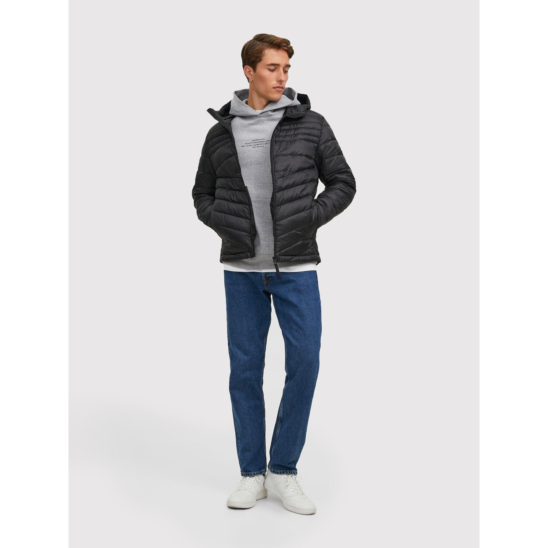 Jack&Jones Пухено яке Hero 12211785 Черен Regular Fit - Pepit.bg