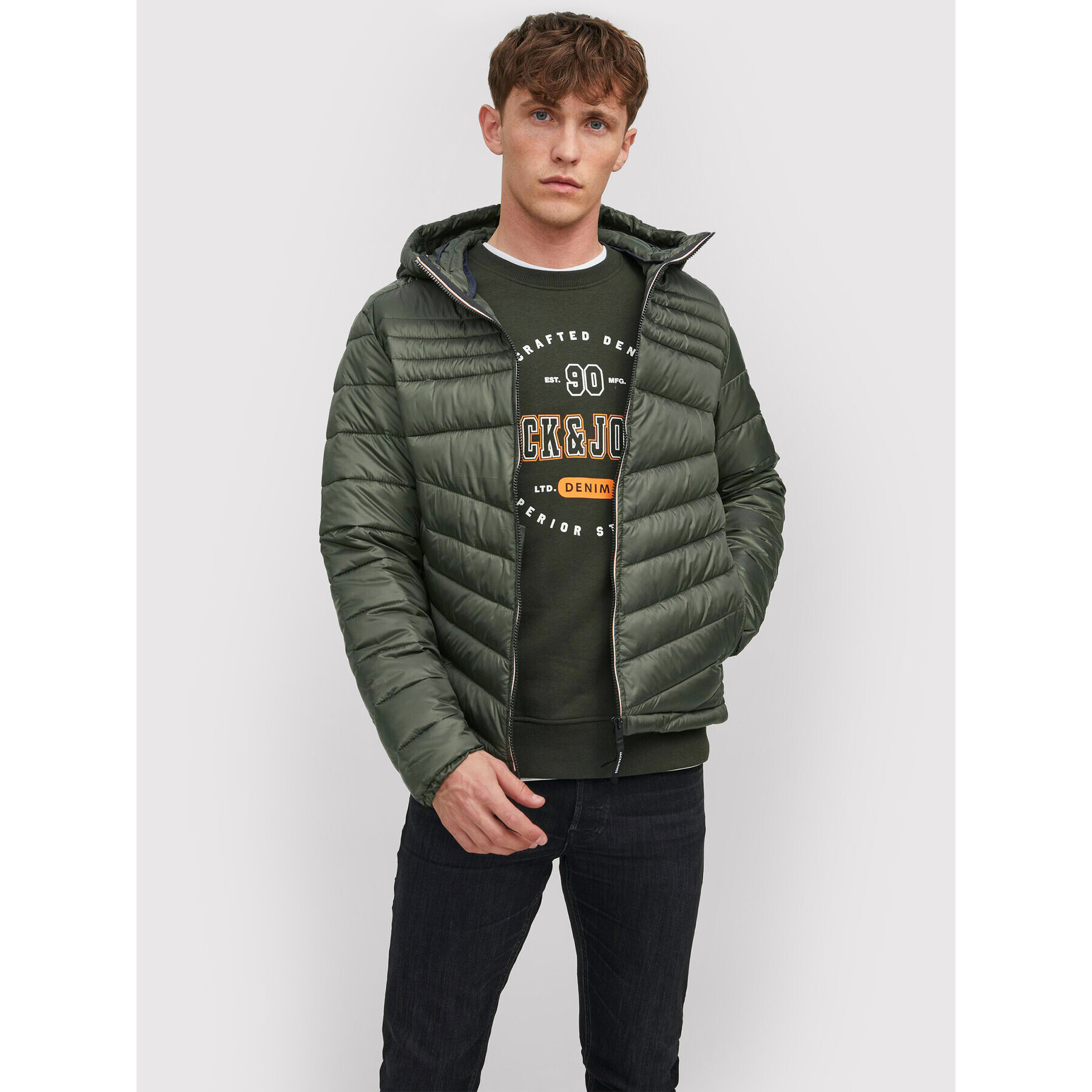 Jack&Jones Пухено яке Hero 12211785 Зелен Regular Fit - Pepit.bg