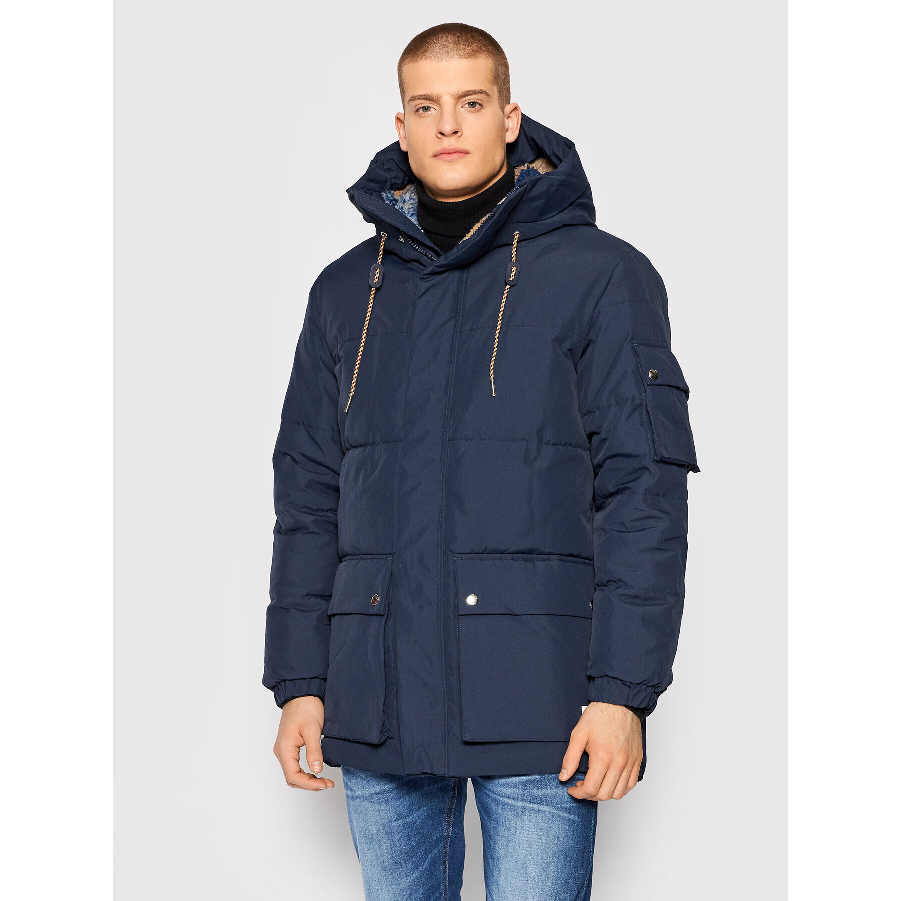 Jack&Jones Пухено яке Jeremy 12192738 Тъмносин Regular Fit - Pepit.bg