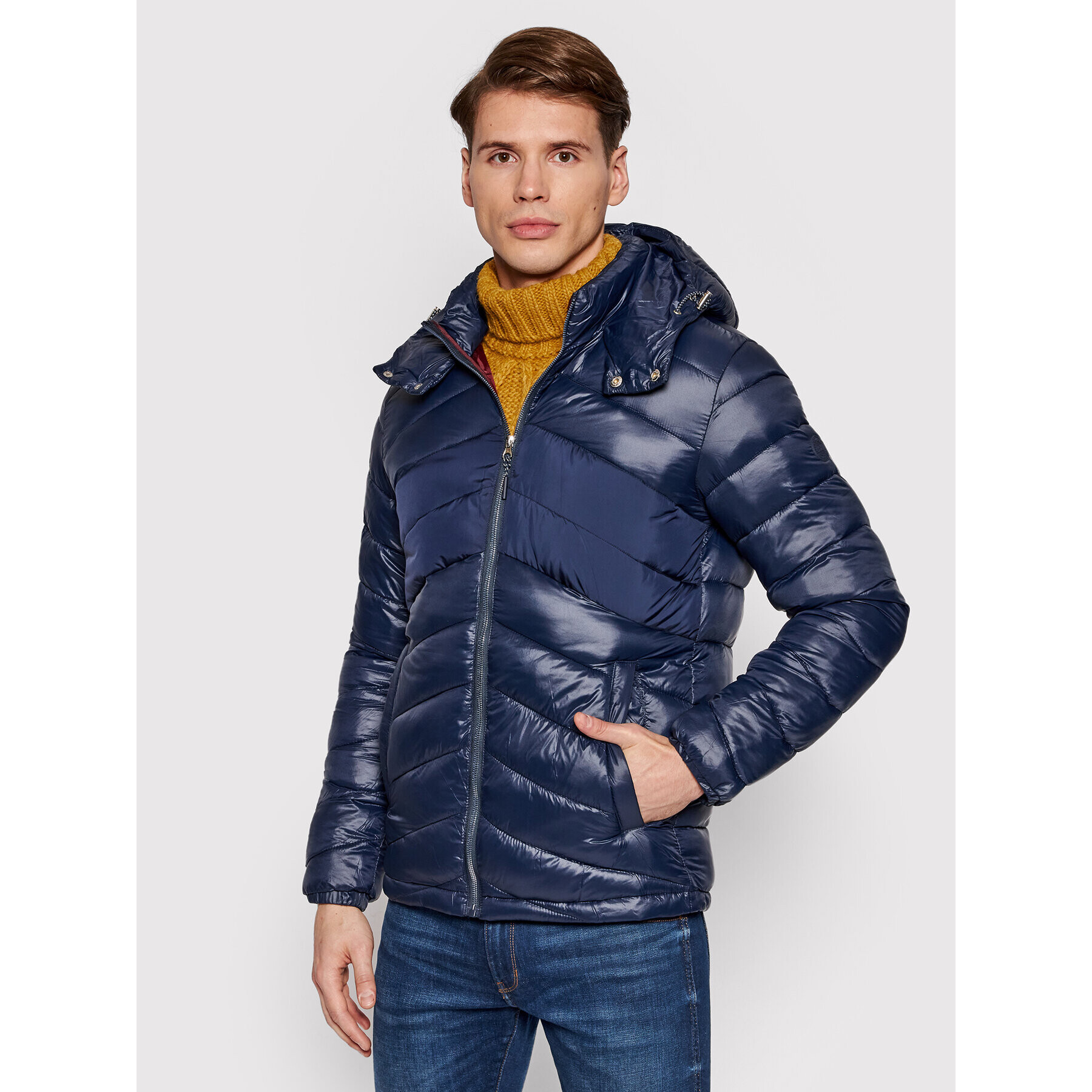 Jack&Jones Пухено яке Laroy 12192677 Тъмносин Regular Fit - Pepit.bg