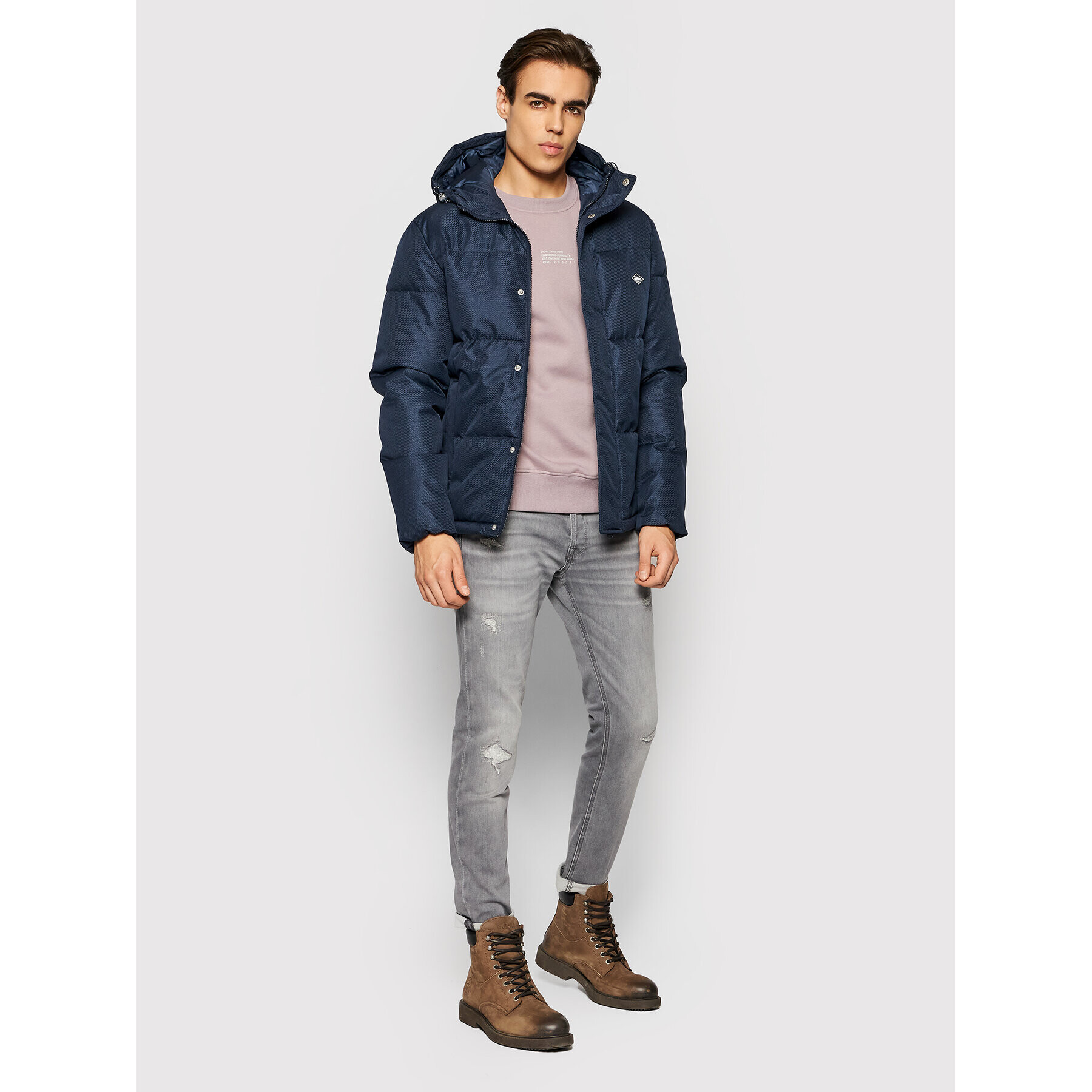 Jack&Jones Пухено яке Newport 12192676 Тъмносин Regular Fit - Pepit.bg