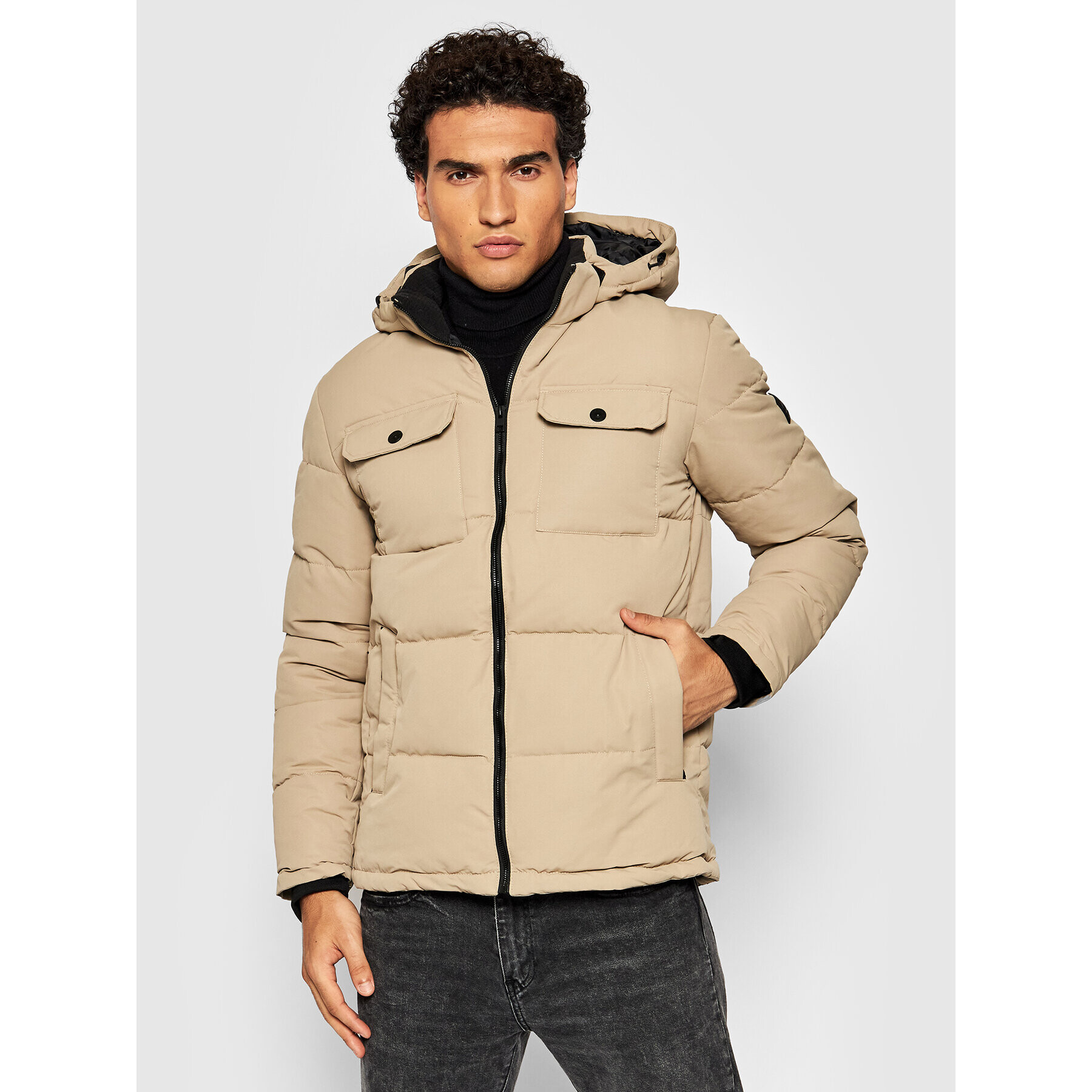 Jack&Jones Пухено яке Ronald 12190036 Бежов Regular Fit - Pepit.bg