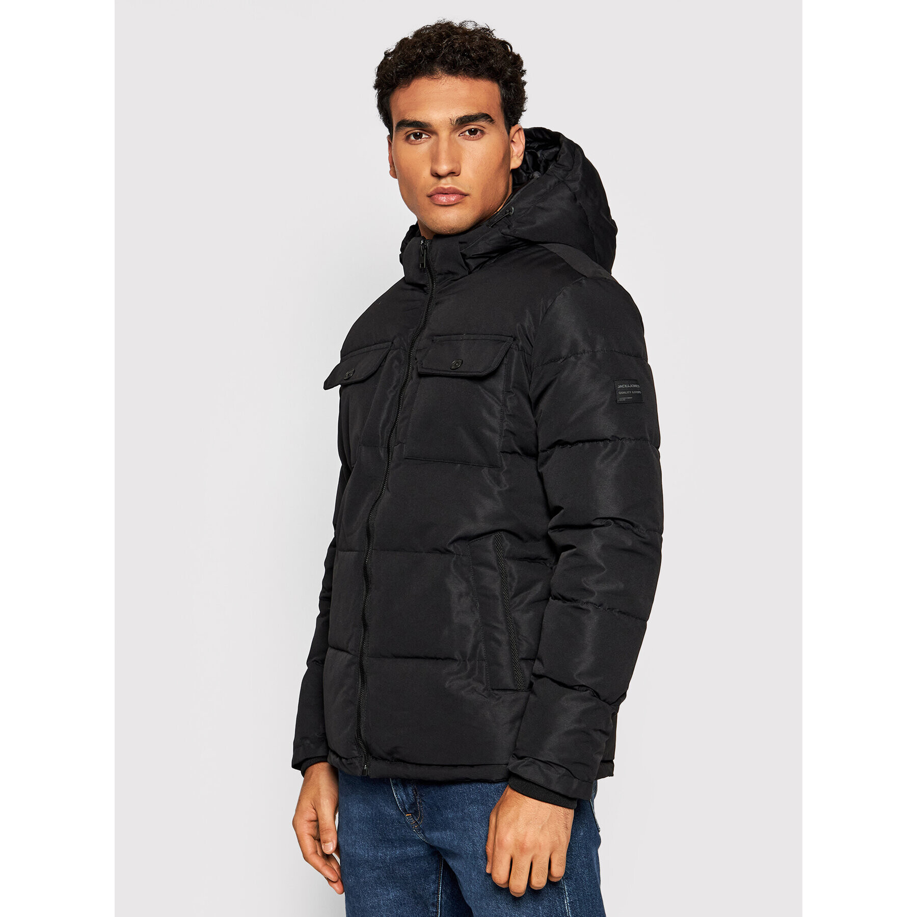 Jack&Jones Пухено яке Ronald 12190036 Черен Regular Fit - Pepit.bg