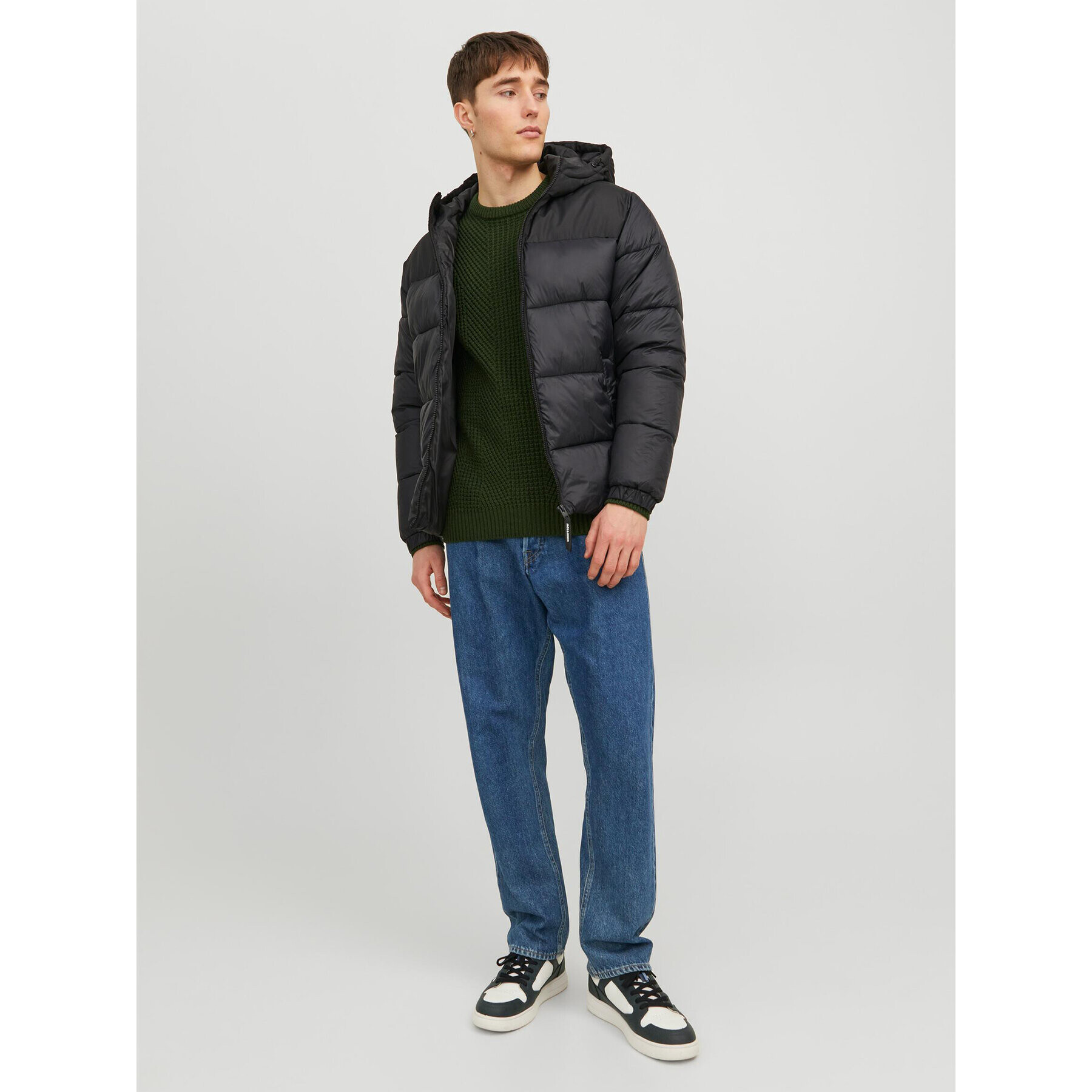 Jack&Jones Пухено яке 12235859 Черен Regular Fit - Pepit.bg