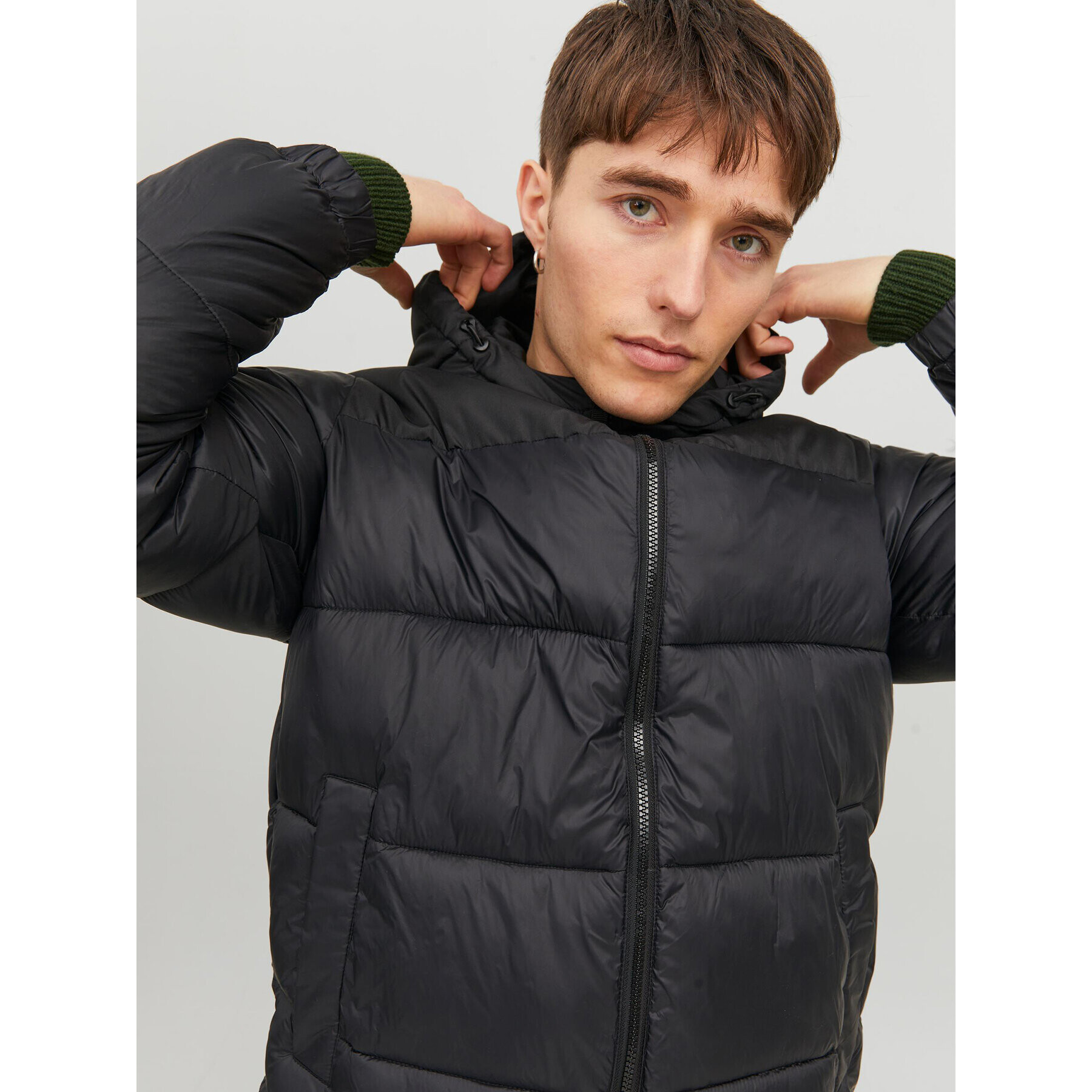 Jack&Jones Пухено яке 12235859 Черен Regular Fit - Pepit.bg