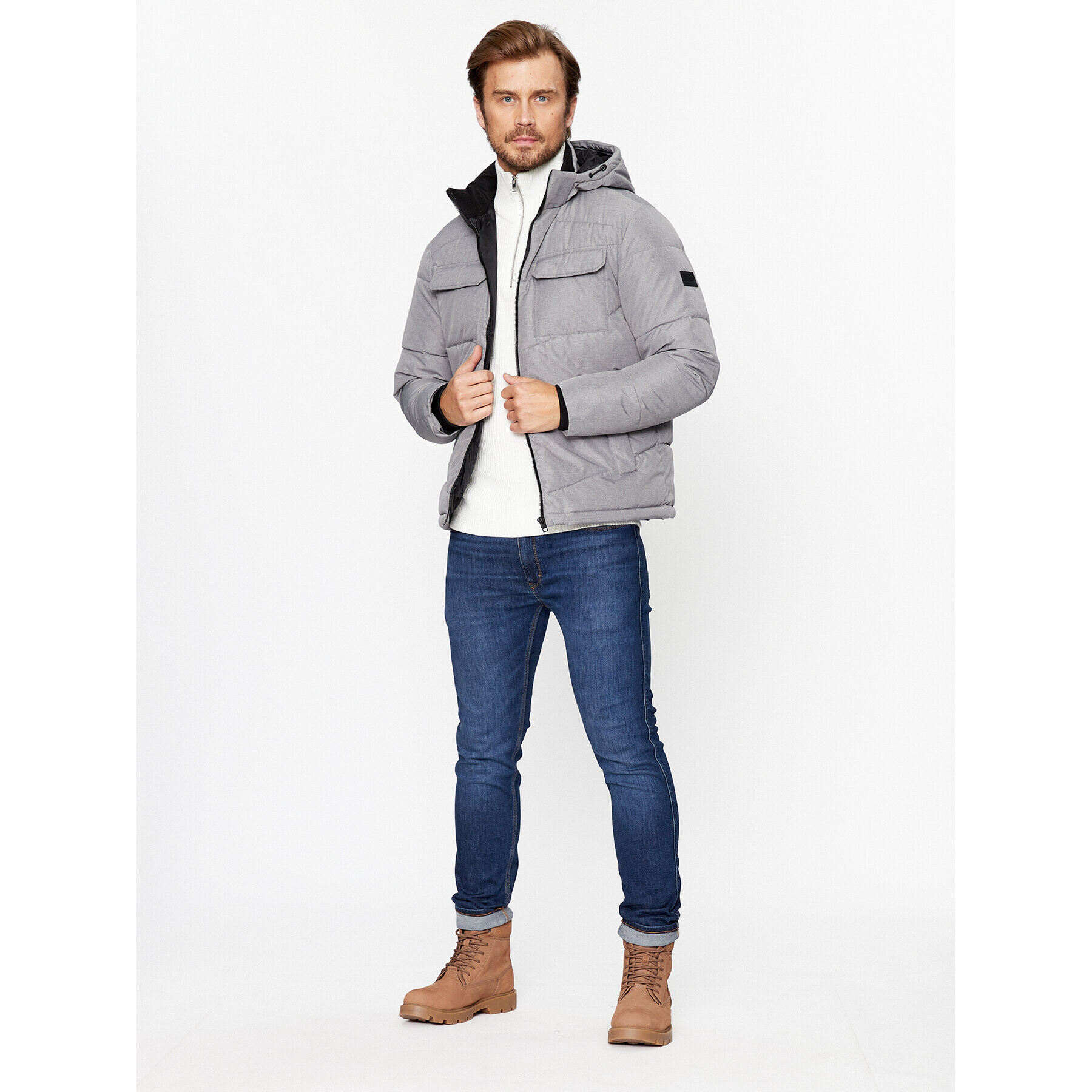 Jack&Jones Пухено яке 12236044 Сив Regular Fit - Pepit.bg