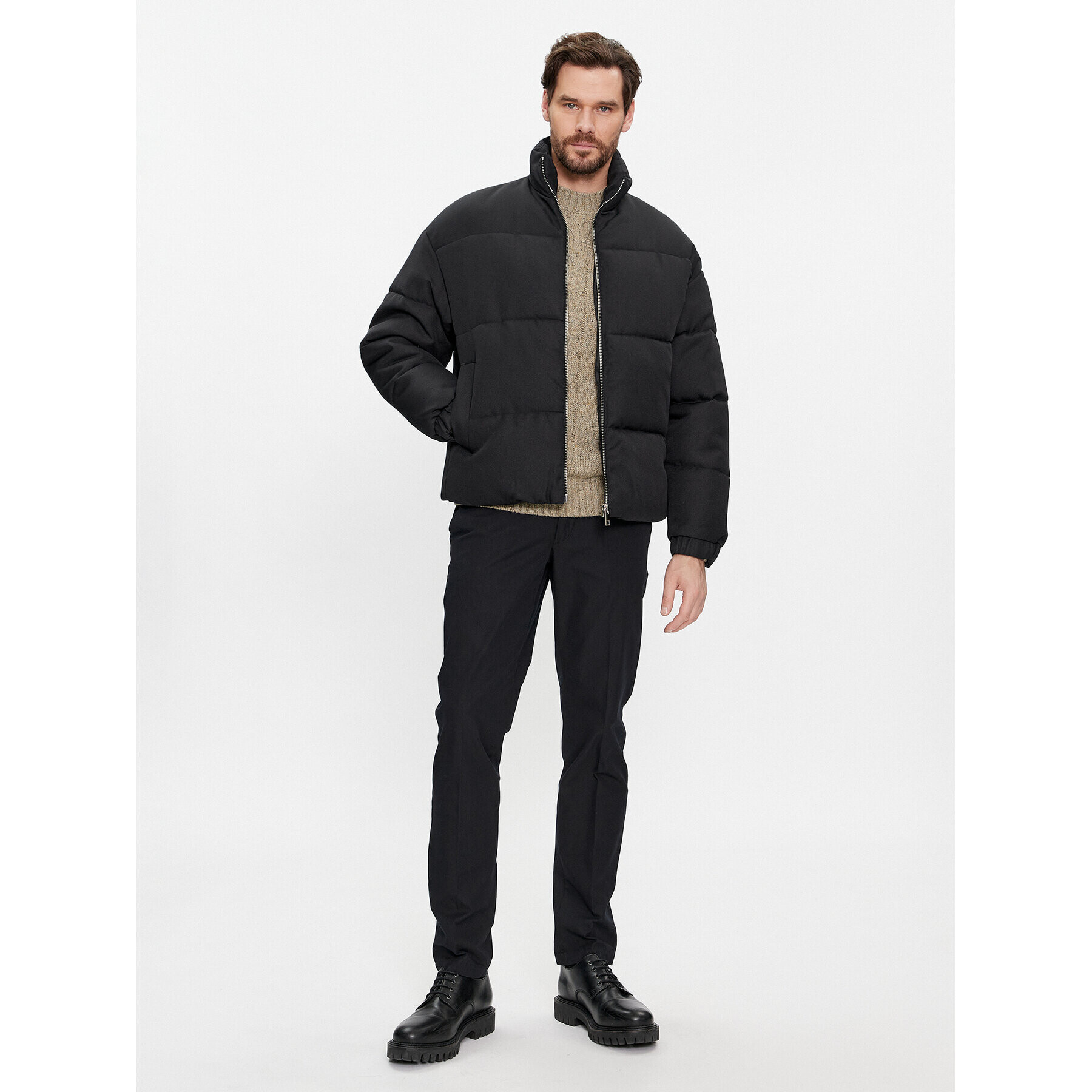 Jack&Jones Пухено яке 12236056 Черен Regular Fit - Pepit.bg