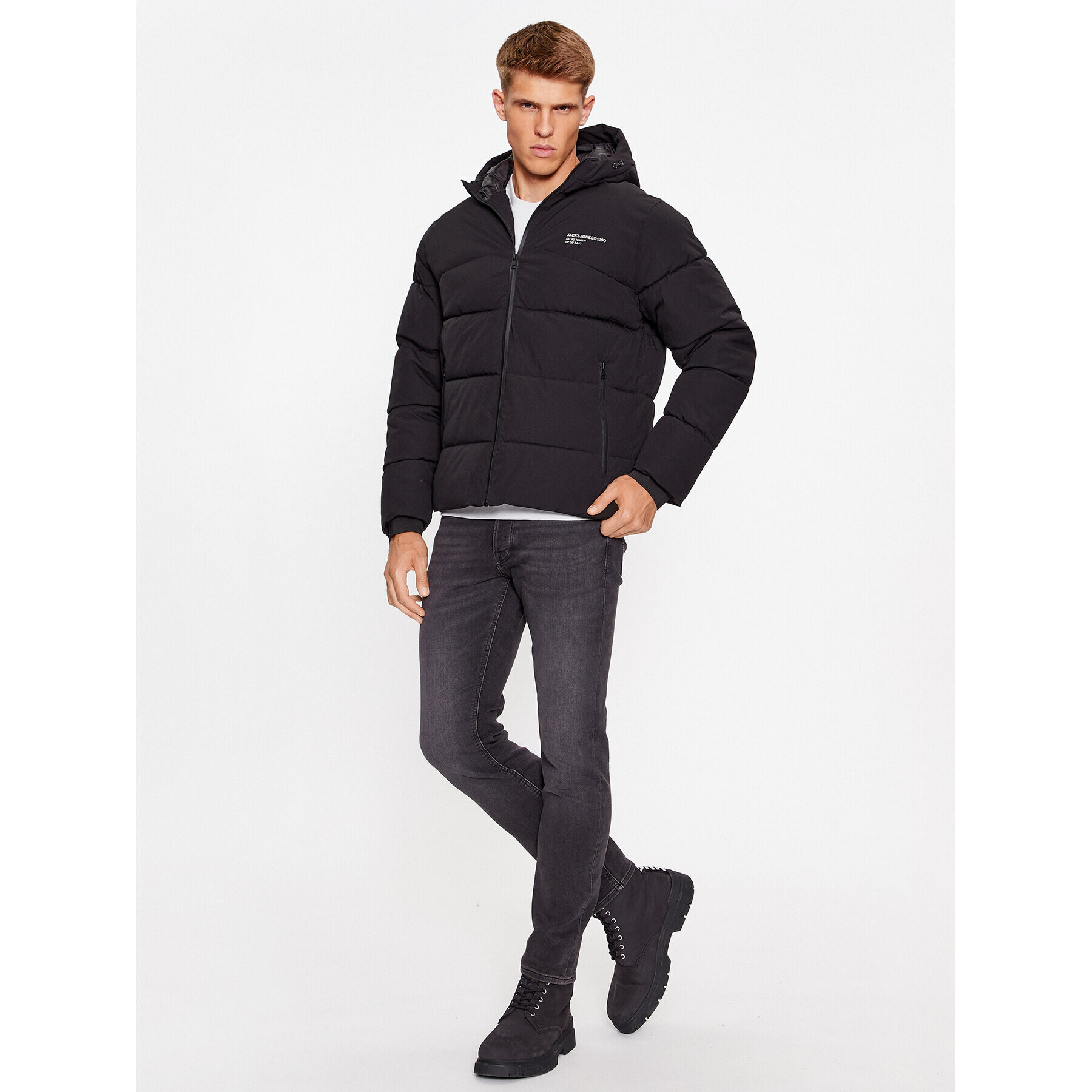 Jack&Jones Пухено яке 12236065 Черен Regular Fit - Pepit.bg