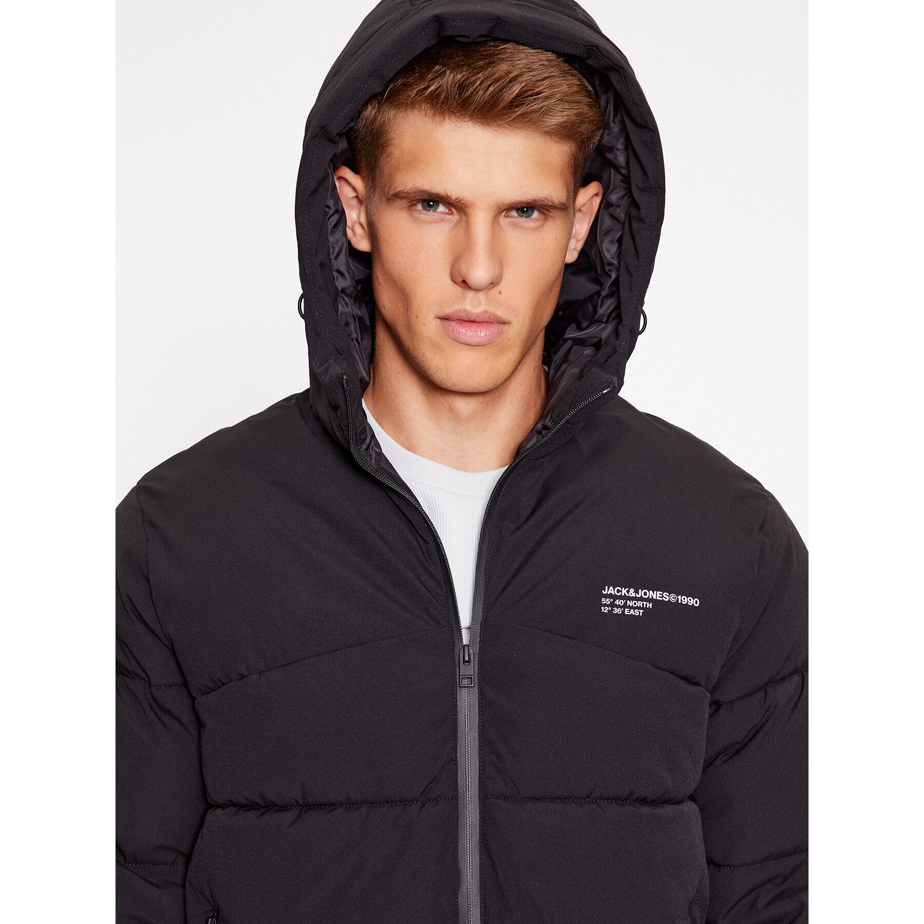 Jack&Jones Пухено яке 12236065 Черен Regular Fit - Pepit.bg