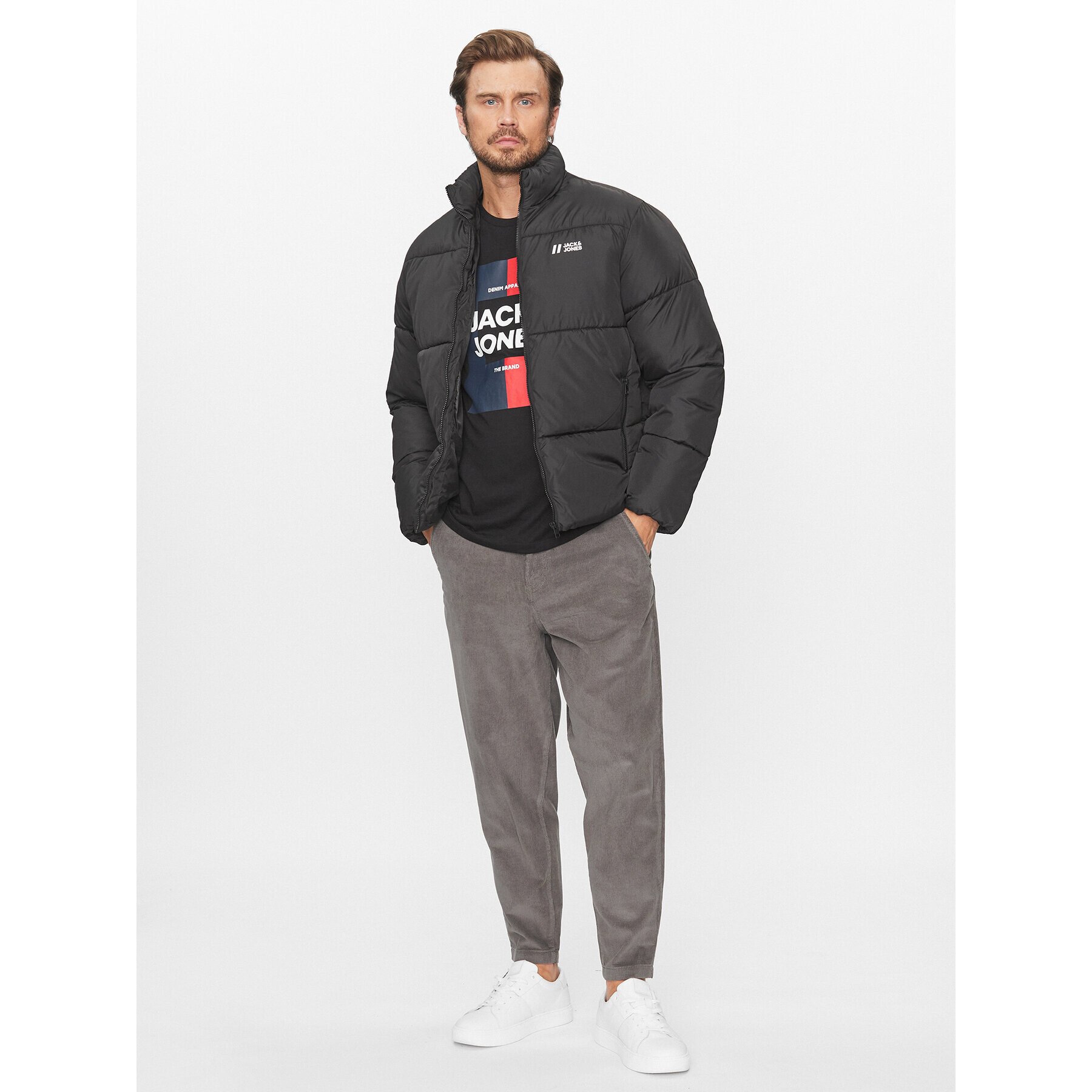 Jack&Jones Пухено яке 12238745 Черен Regular Fit - Pepit.bg