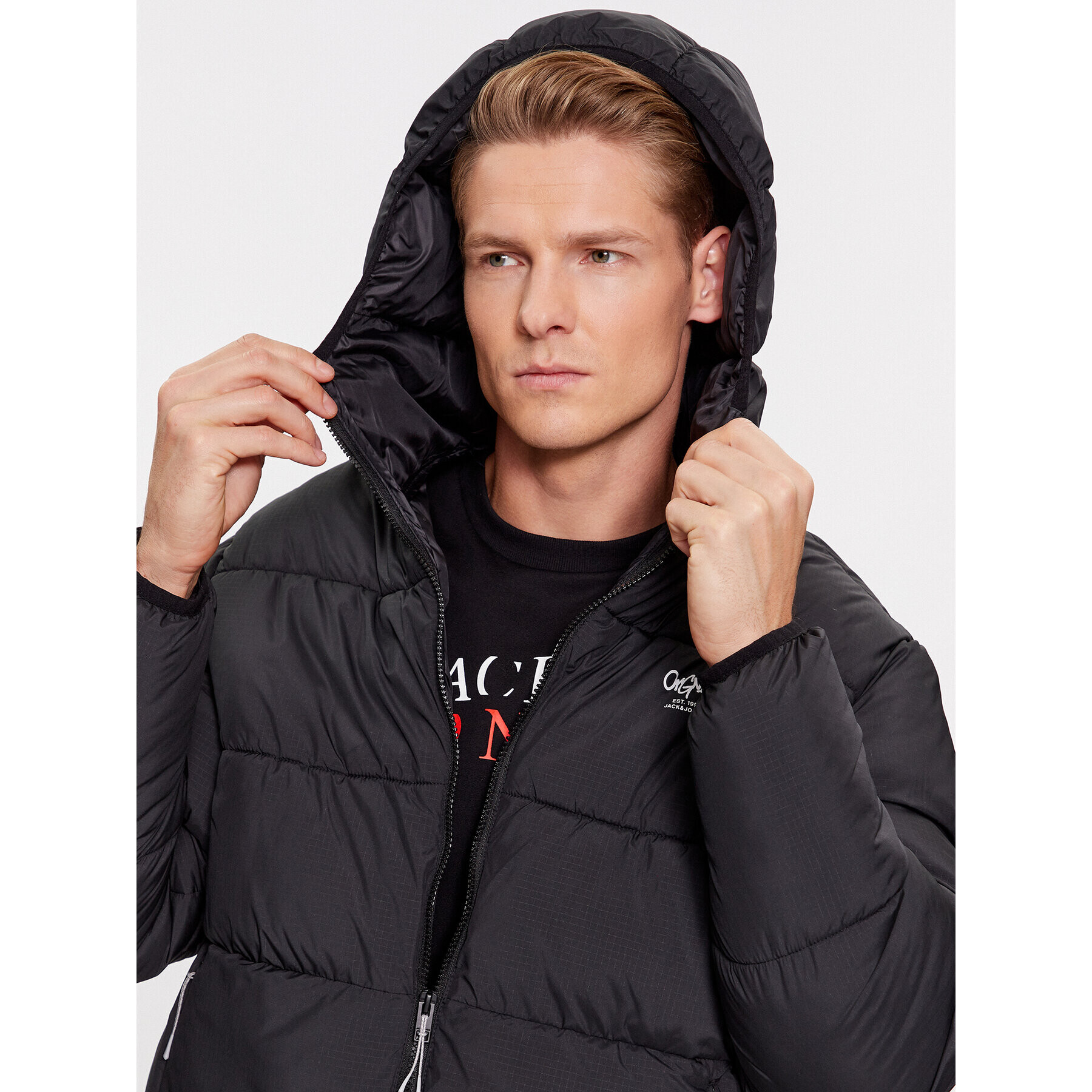 Jack&Jones Пухено яке 12238878 Черен Regular Fit - Pepit.bg